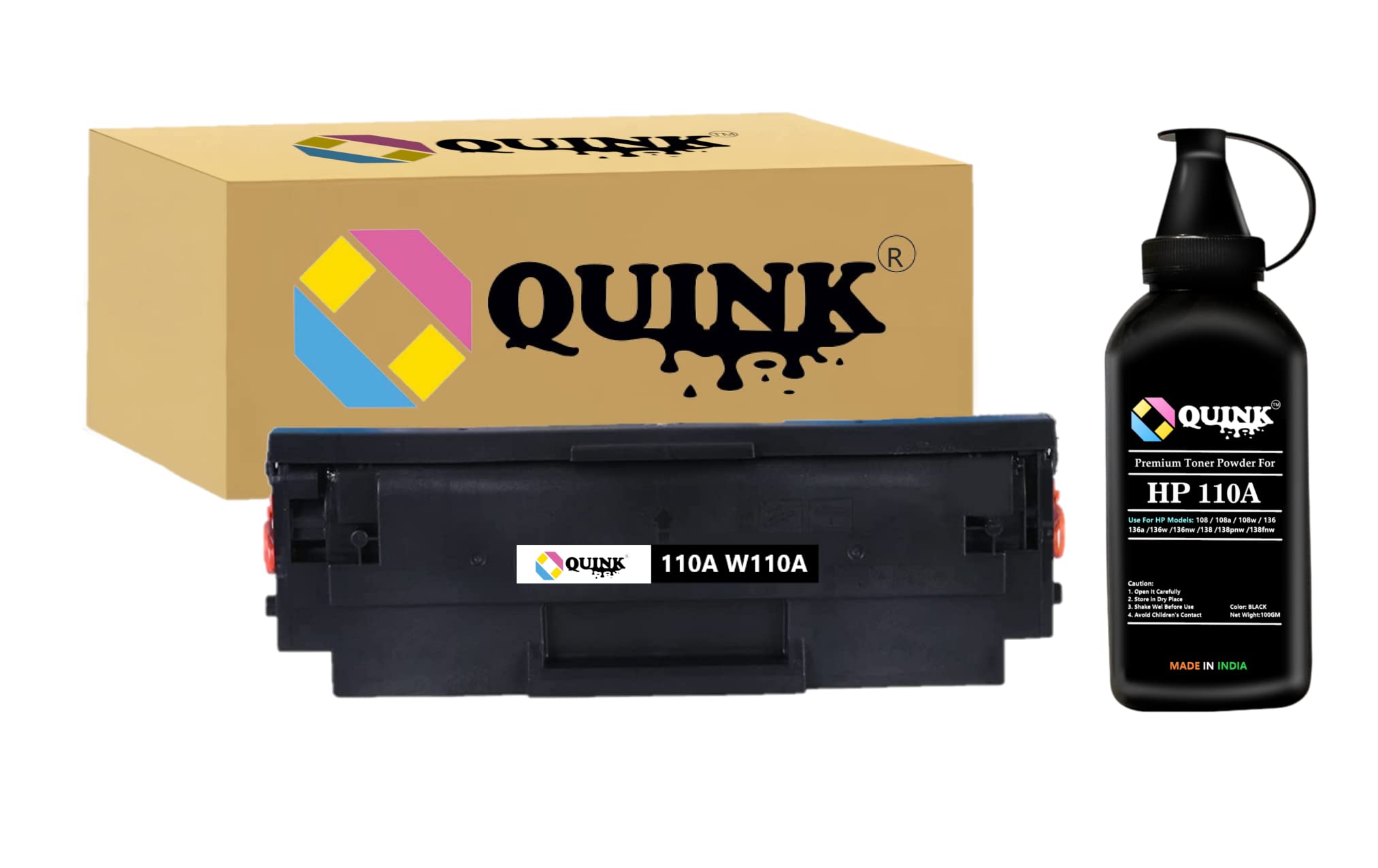 QUINK 110A for HP W1112,110A Toner Cartridge Compatible for HP Laser 103a,108a,108w,108,MFP 131,131a,133pn,135a,135w,135fnw,136,136a,136nw,136w,137fnw,138,138p,138pn,138pnw,138fnw (110A + 1PC Powder) (B0BHTNDFCZ) Amazon Price History, Amazon Price Tracker