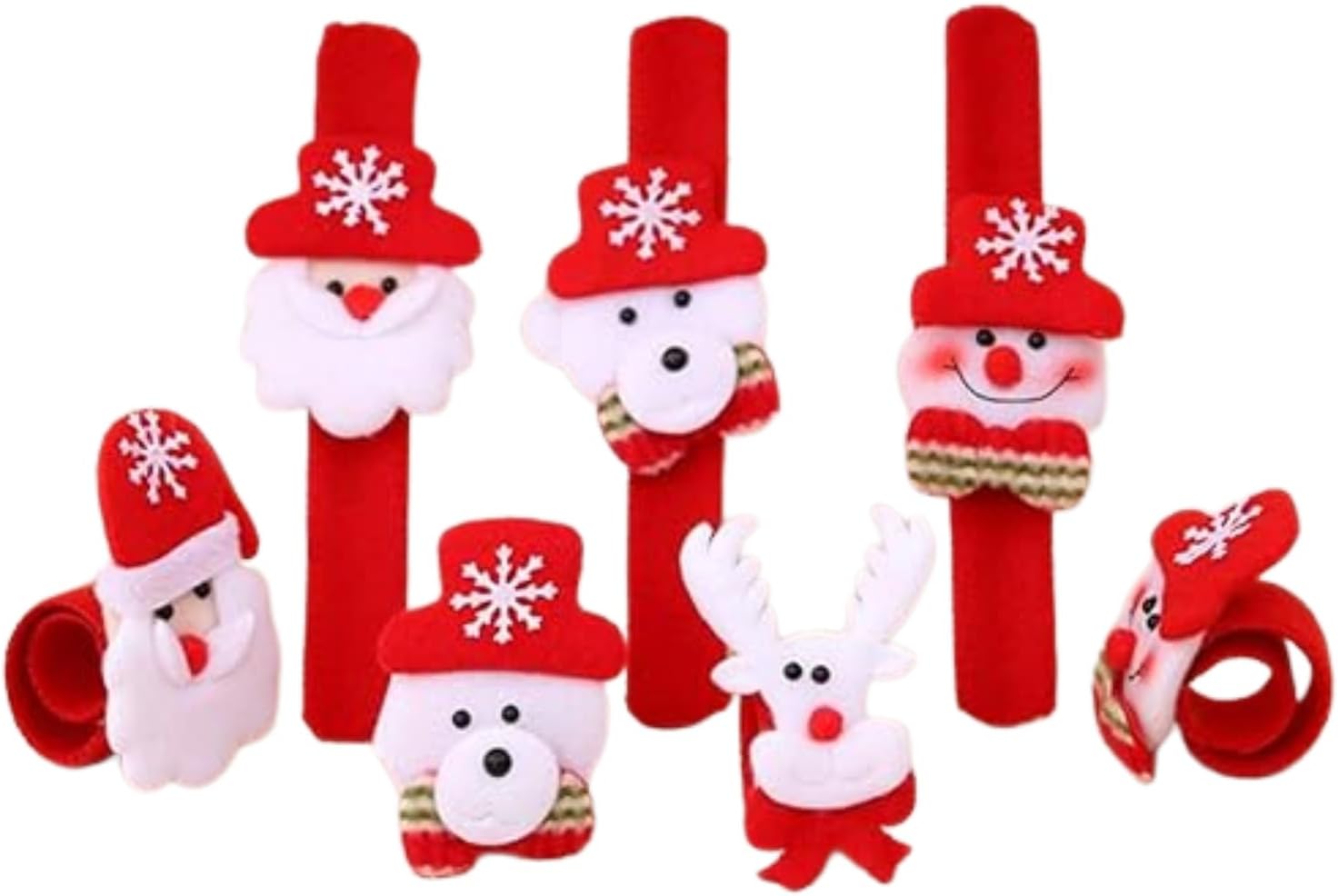 ILEARNNGROW LED Christmas Slap Bracelets for Kids | Pack of 2 Flashing Santa and Snowman Wristbands with Lights | Fun Holiday Party Favor | Xmas Gift and Stocking Stuffer for Boys and Girls