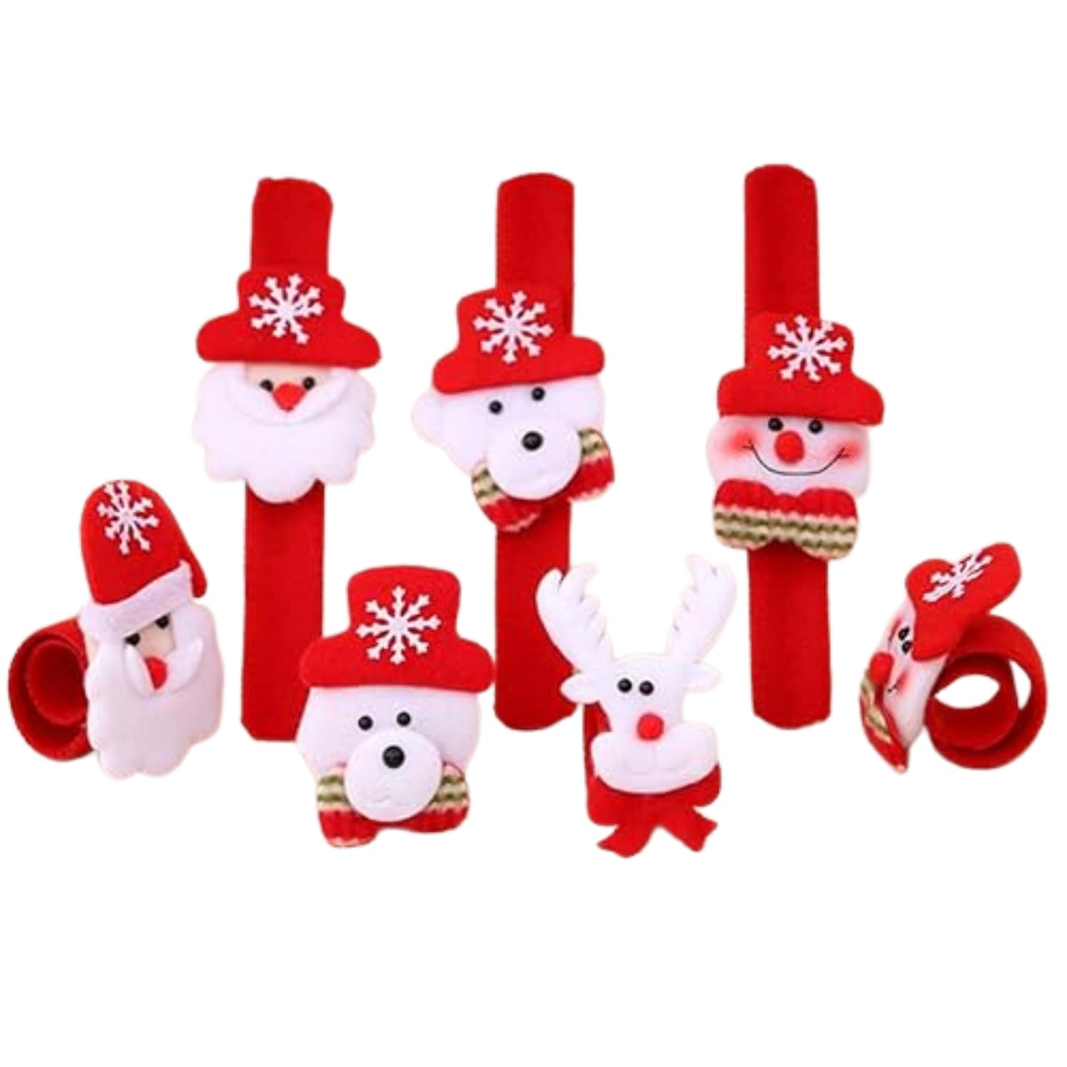 LED Christmas Slap Bracelets for Kids | Pack of 2 Flashing Santa and Snowman Wristbands with Lights | Fun Holiday Party Favor | Xmas Gift and Stocking Stuffer for Boys and Girls