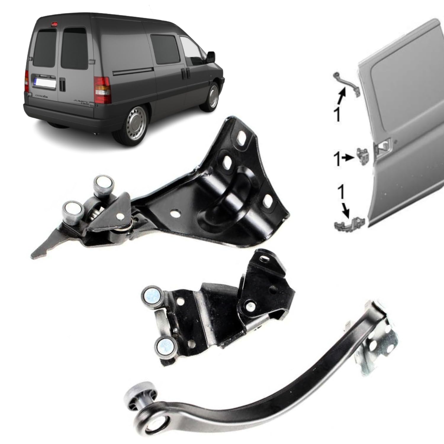 Set di 3 rulli di guida superiore, centrale e inferiore per porta laterale scorrevole per Jumpy I Scudo I e Expert I 9033K4 9033K6 9033K8