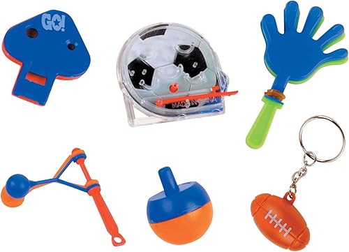 Juego de recuerdos de fiesta multicolor de plástico mixto multideportivo – 12.25 x 8.25 pulgadas (12.25 x 8.25 pulgadas) (48 unidades) – Ideal para