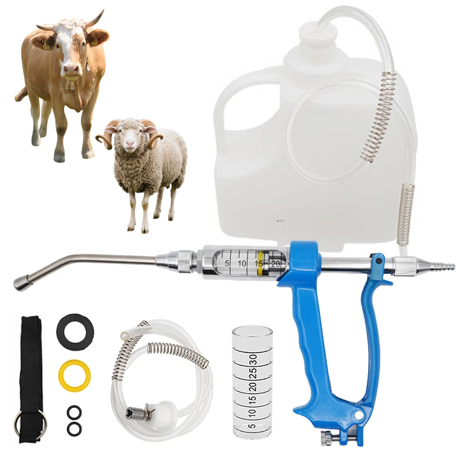 Dispositivo di irrigazione continua da 30 ml, pistola per irrigazione veterinaria | Dosaggio regolabile per medicina veterinaria, strumento di alimentazione, per maiali, mucche, pecore, cavalli