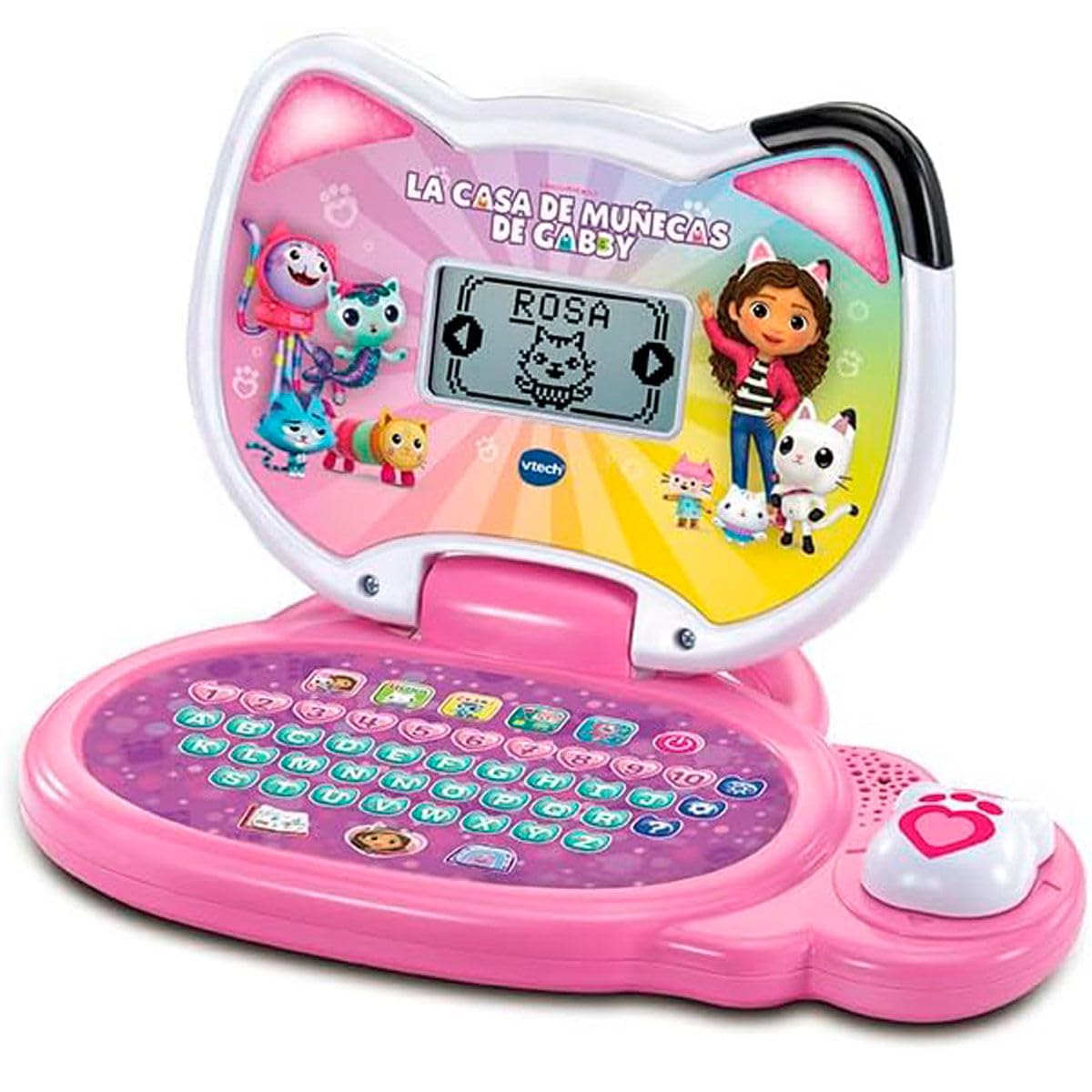 VTech - Ordenador Educativo La casa de muñecas de Gabby, Juguetes Electrónicos para niños +3 Años, Pantalla LCD, Juegos y Actividades de Aprendizaje, Versión ESP