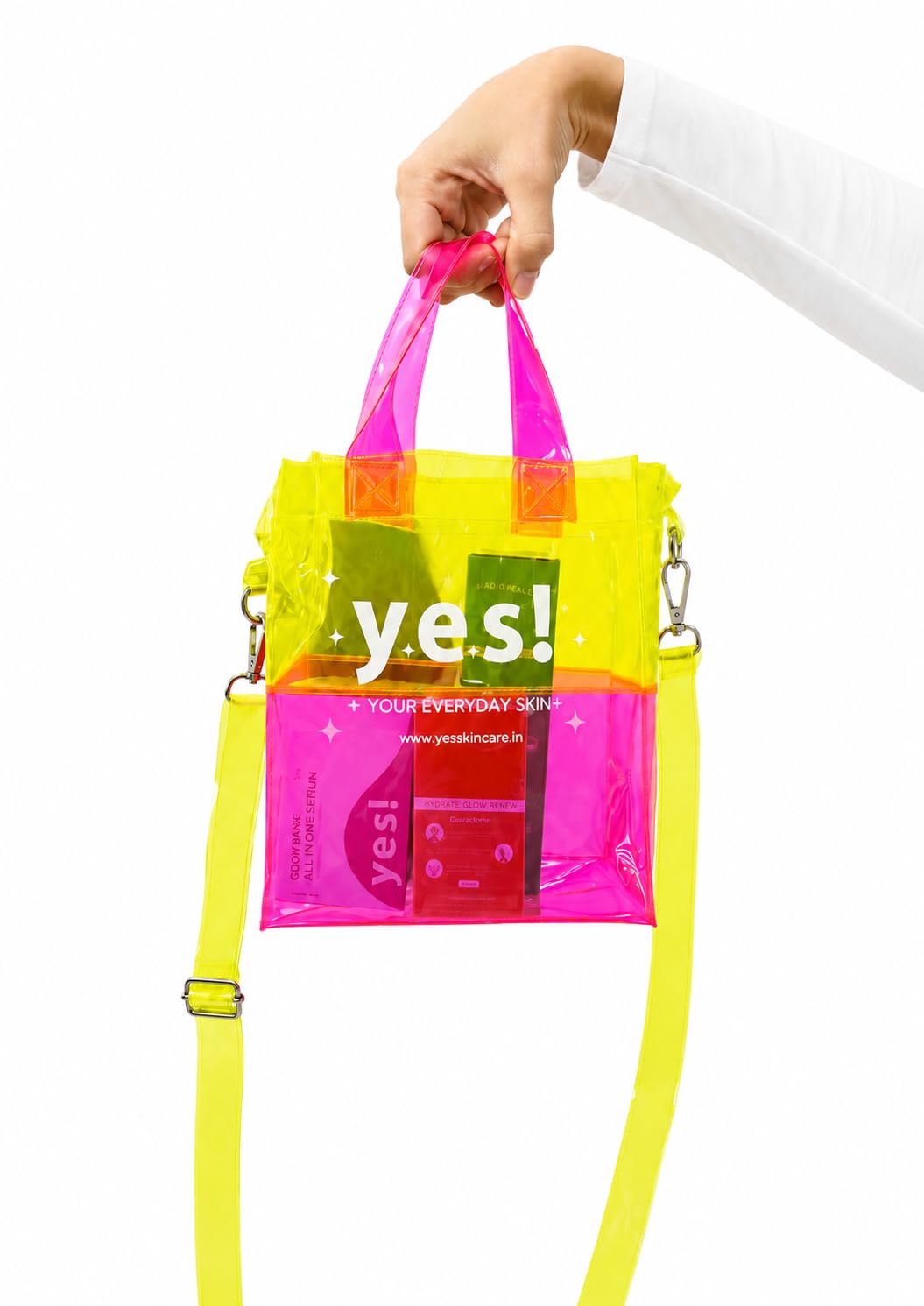 Transparent Neon Jelly Bag Waterproof Cosmetic Pouch Makeup Bag Yellow, Pink Waterproof Multipurpose Bag-image-6