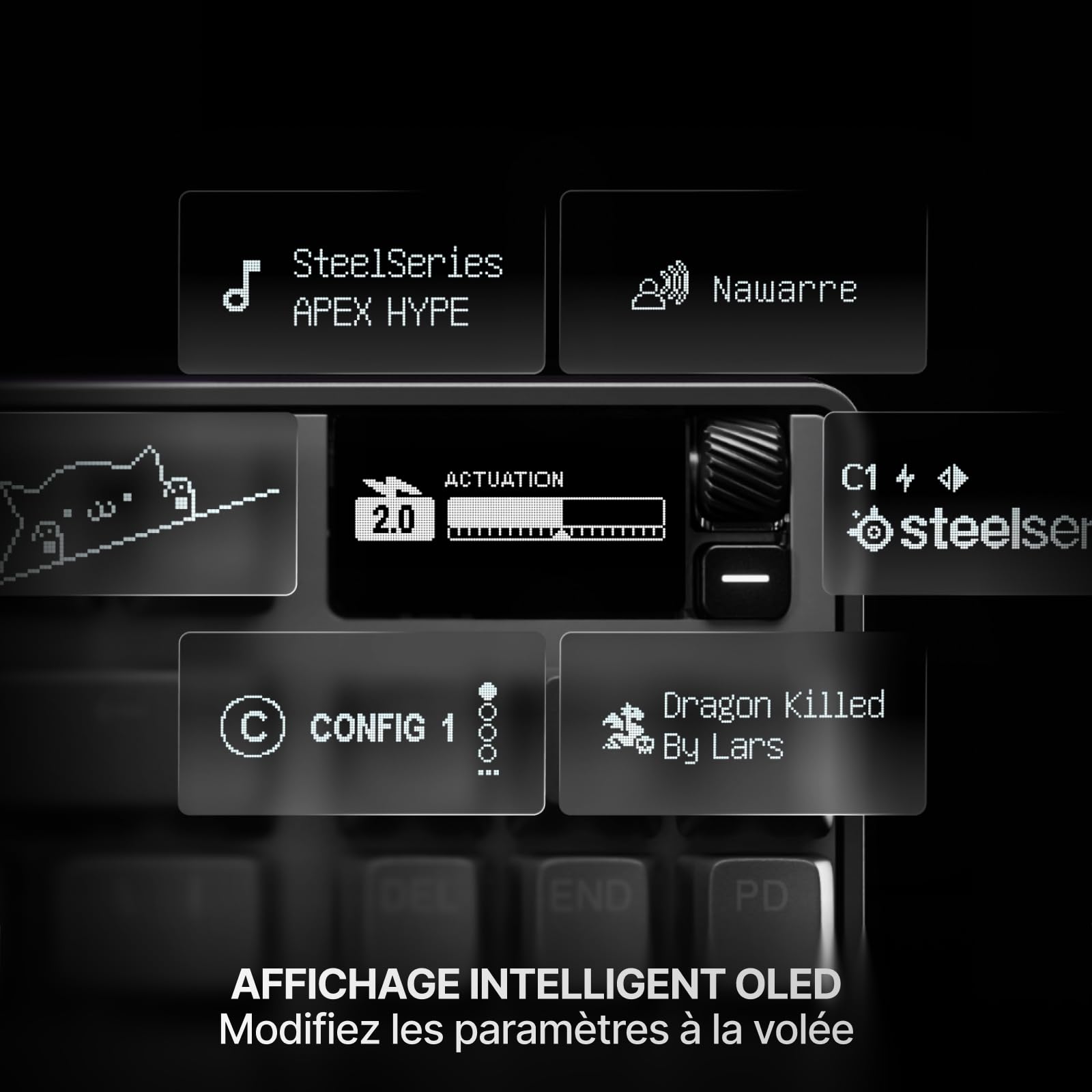 SteelSeries Apex Pro TKL Gen 3 - Clavier Gaming-HyperMagnetic - OmniPoint 3.0 - Actionnement Ajustable - Déclenchement Rapide-Préréglages prêts à Jouer - Toucher Rapide/SOCD - OLED -FR Layout AZERTY