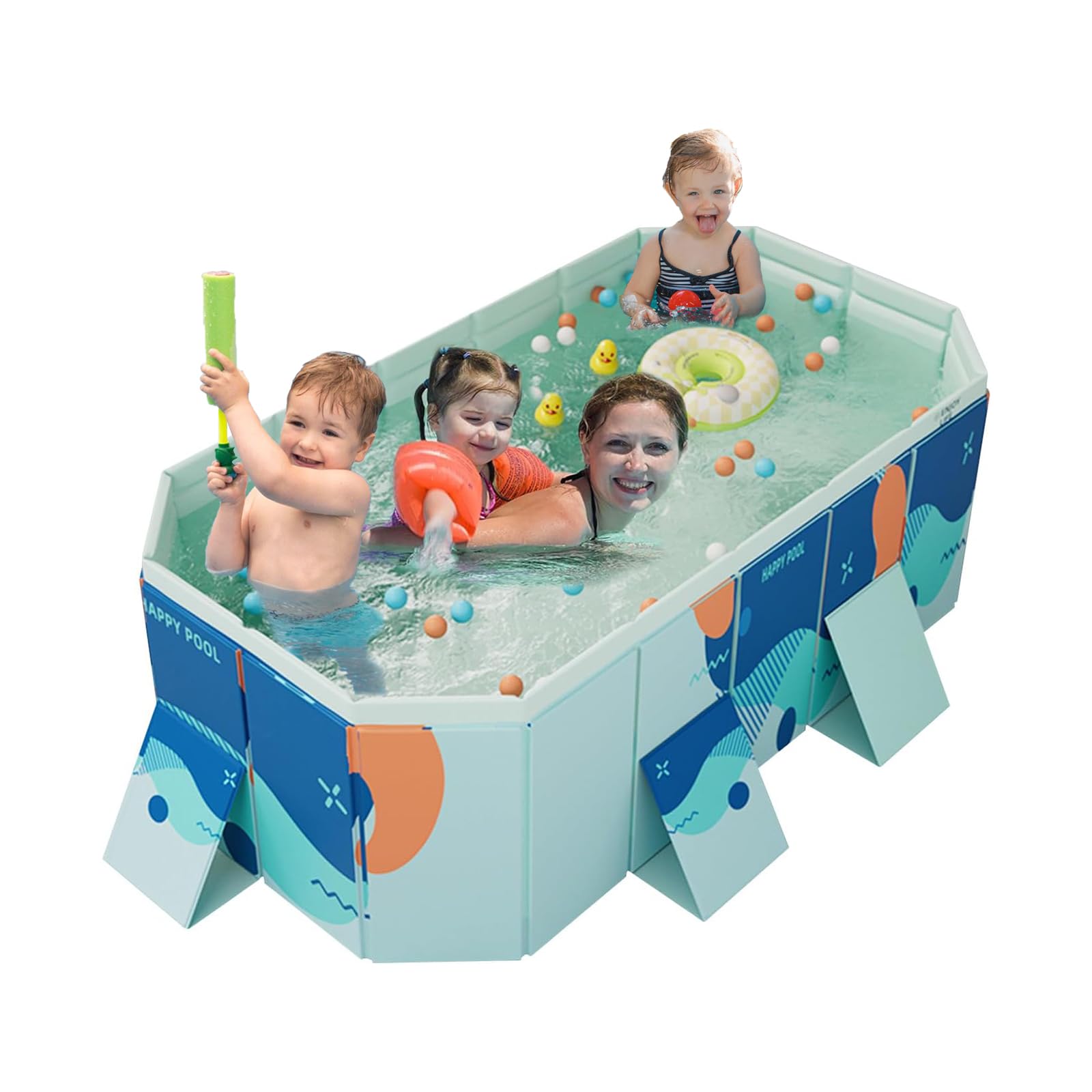 7FT Foldable Pool, Large Family Swimming Pool, Easy Set up, Non Inflatable, Collapsible, Snapset Pool, Plastic Kiddie Pool for Kids, Adults, and Dogs, Wadding Pool for Backyard and Outdoor