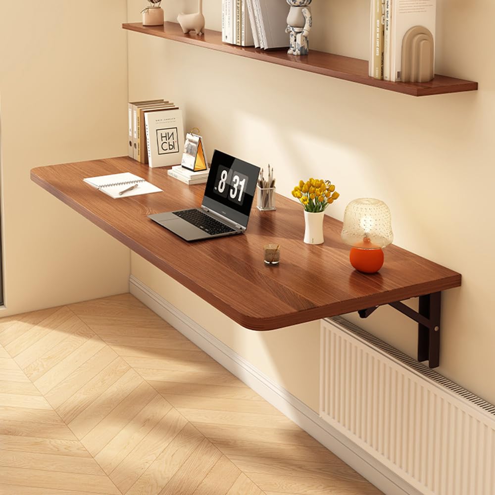 Laneryin Wooden Wall Mounted Folding Table Floating Hanging Laptop Desk