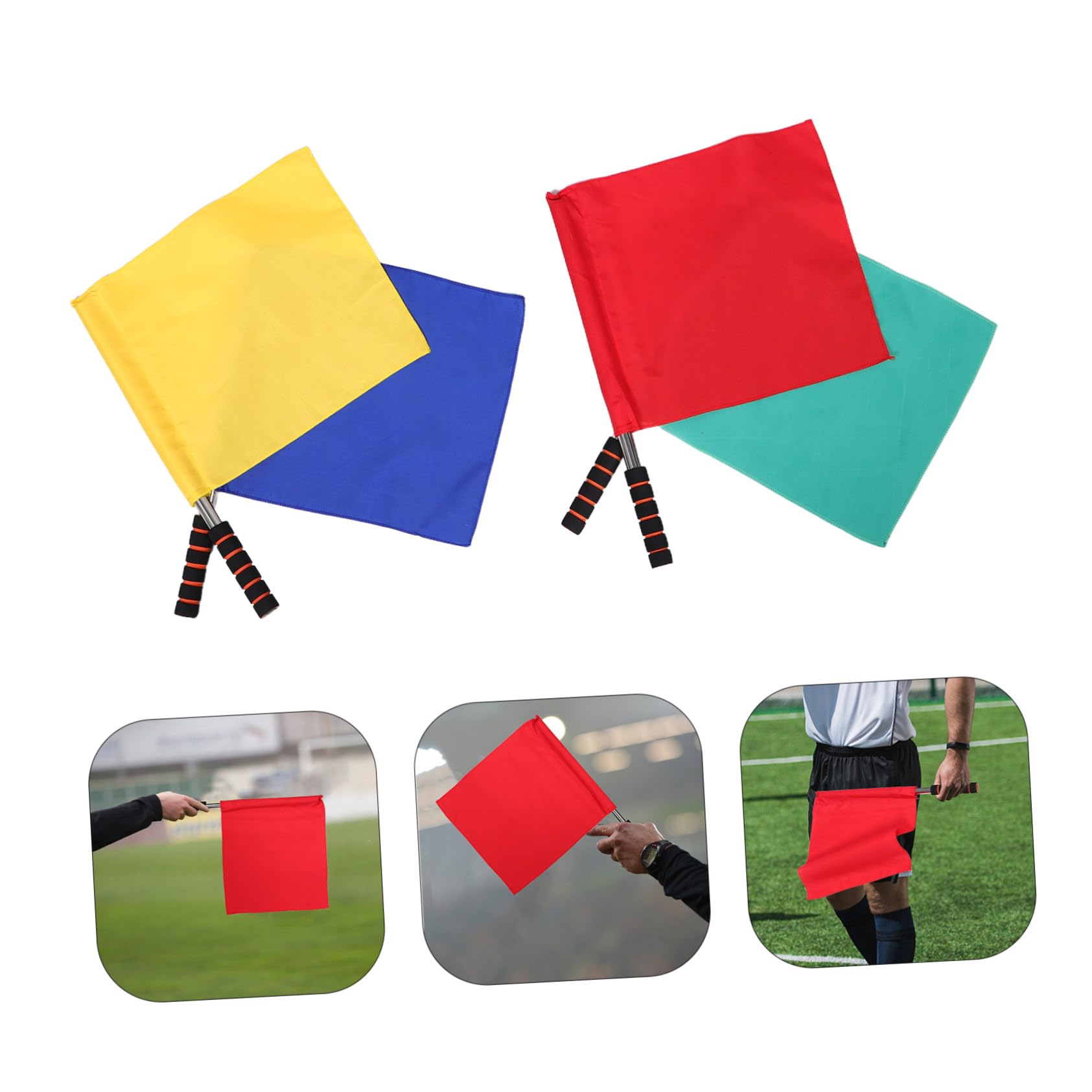 8 Piezas Banderas de Árbitro Multicolor para Fútbol y Voleibol Claras para Oficiales Bandera Amarilla de Reemplazo Accesorio y Resistente para Arbitraje Deportivo