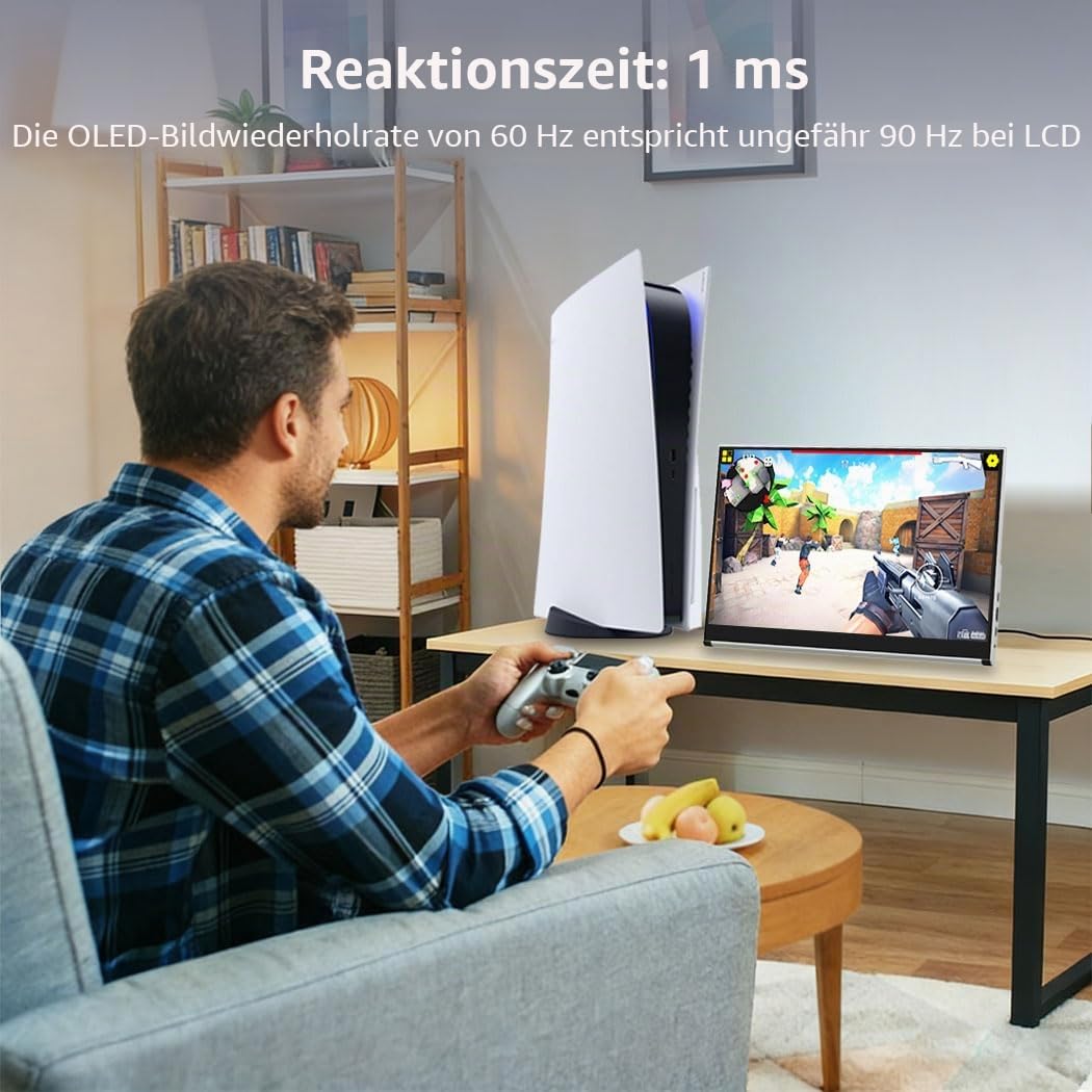 Portable Monitor Touchscreen 14“ 2K,2560x1440 100% P3 1Ms Mobiler Display,AES Stylus Pen Support,Eye Care Tragbare Monitor für Laptop,Mac NUC Mini PC,VESA & Integrierter Standfuß (13.3")