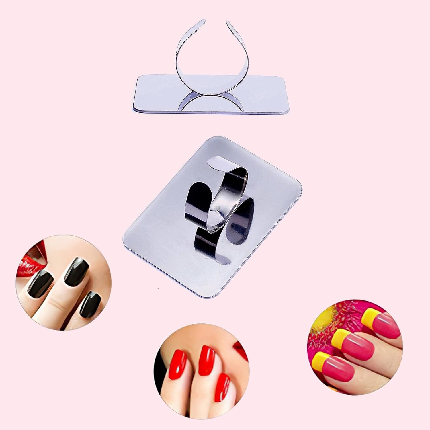 Makeup Mixing Palette, Feelhigh Stainless Steel Cosmetic Artist Mixing Palette with Spatula,Stocking Stuffers for Women Makeup Spatula Makeup Mixing Foundation (Ring shaped) 4