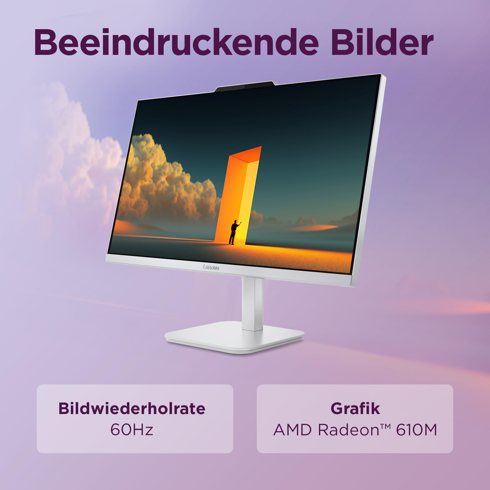 Lenovo AIO A105a All-In-One PC | 23.8" Full HD Display | AMD Ryzen 5 40 | 16GB RAM | 512GB SSD | AMD Radeon 610M Grafik | Windows 11 | Inkl. Maus und Tastatur | Grau | 3 Monate Premium Care