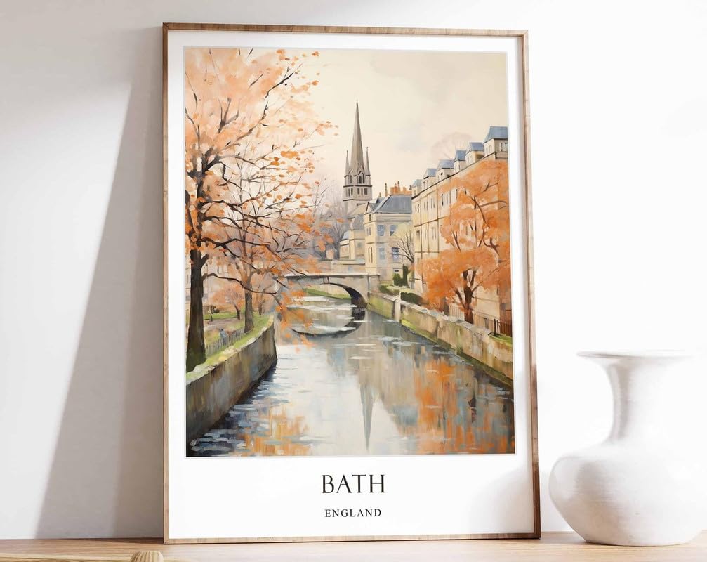 7 Bath Poster England Poster Travel Poster Bath Print Georgian Architecture Poster Roman Baths A3 Poster on Canvas - Wall Art Home Decor Movie Poster Canvas Film Cinema Retro Vintage Cult Classic Nos