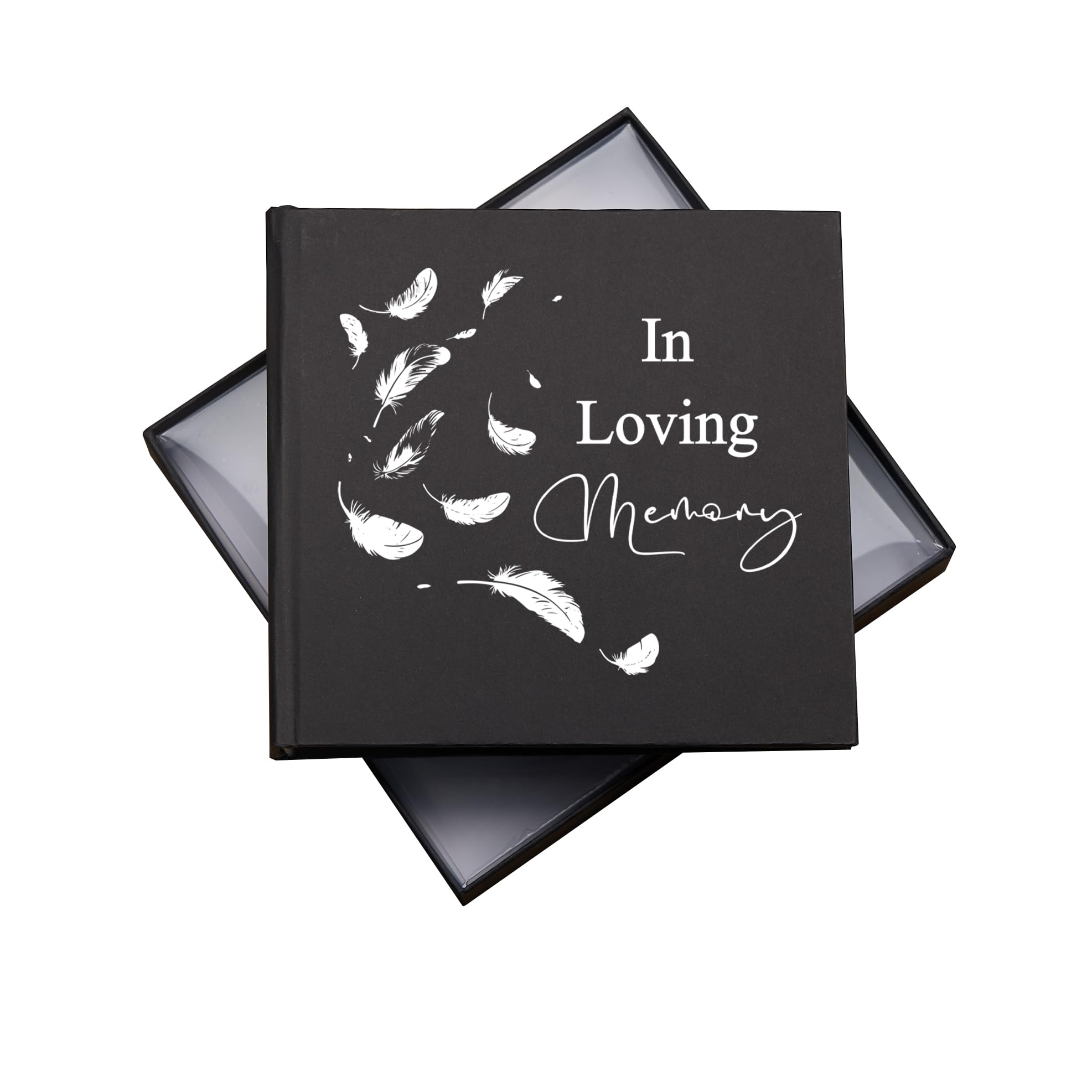 In Loving Memory Black Feather Photo Album For 50 x 6 by 4 Photos
