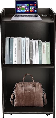 Miniatura 1 de Soporte de podio para anfitriona, soporte de podio portátil, púlpitos, atril móvil con ruedas para conferenciaauditorioiglesias y aula (negro)