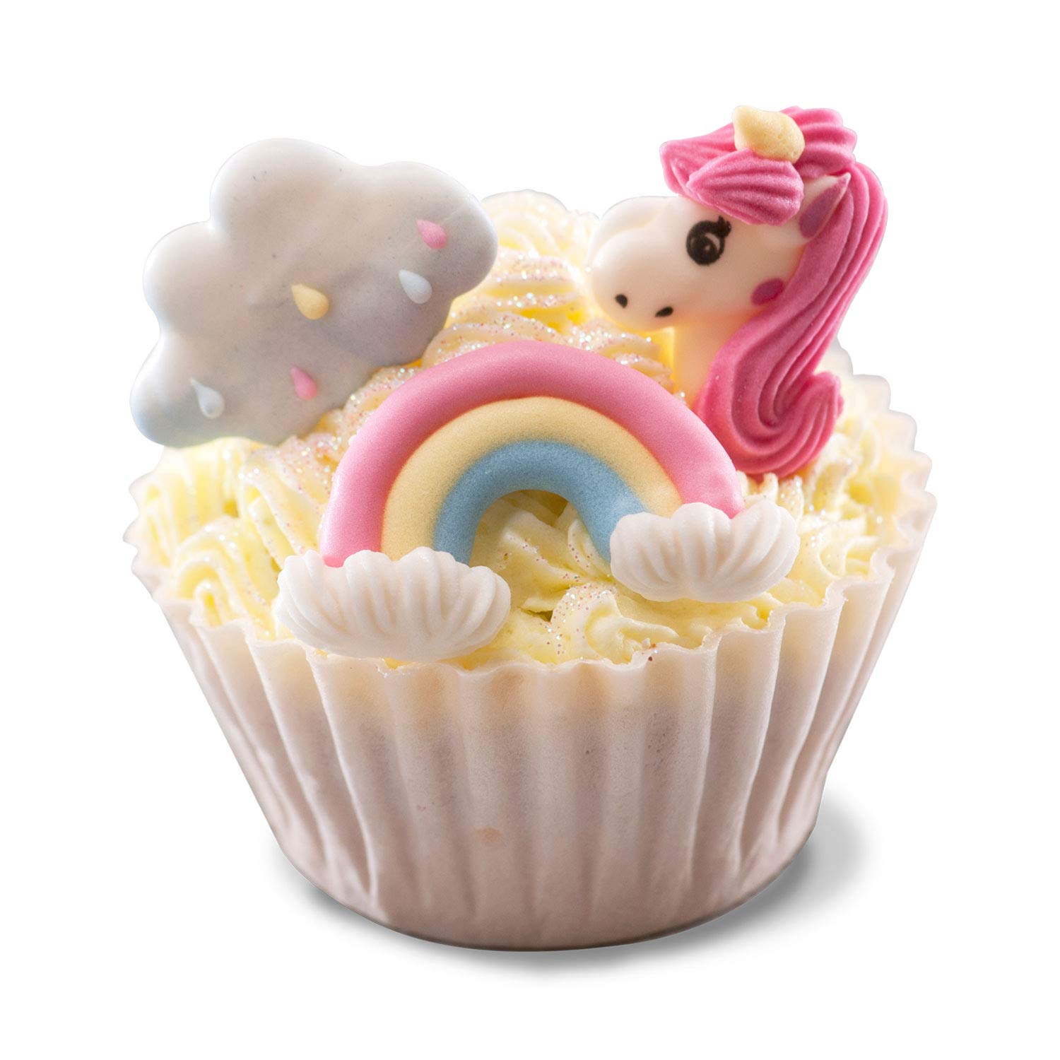 Dekora, Edible Sugar Cake Or Cupcake Decoration, Pack Of 8 Edible Figures Including Unicorn, Hearts & Rainbows - Image 2