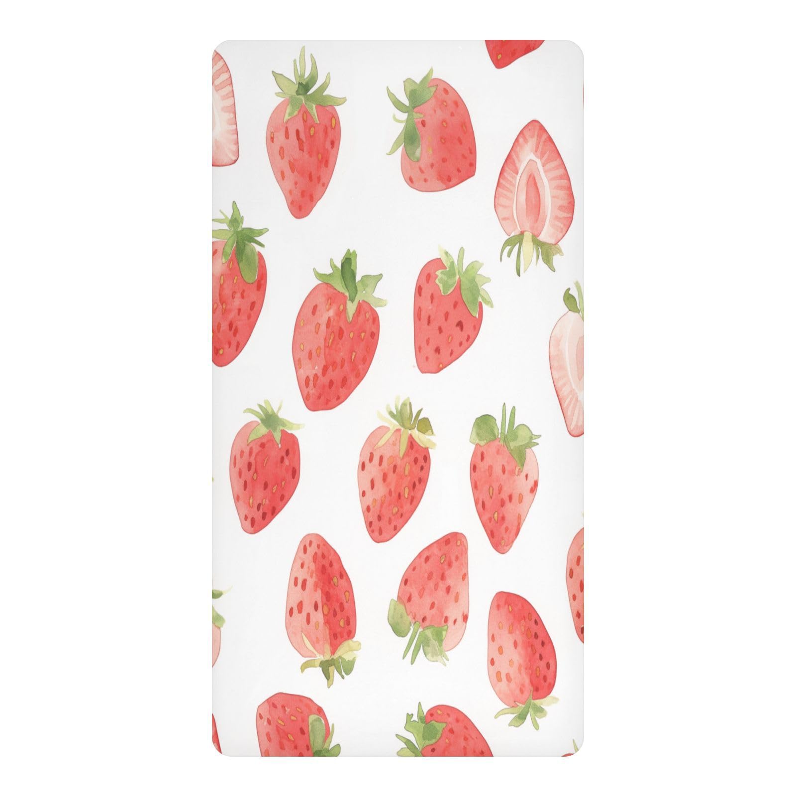 JiangGgen Cute Watercolor Strawberry Baby Crib Sheet Soft Breathable for Standard Crib-M