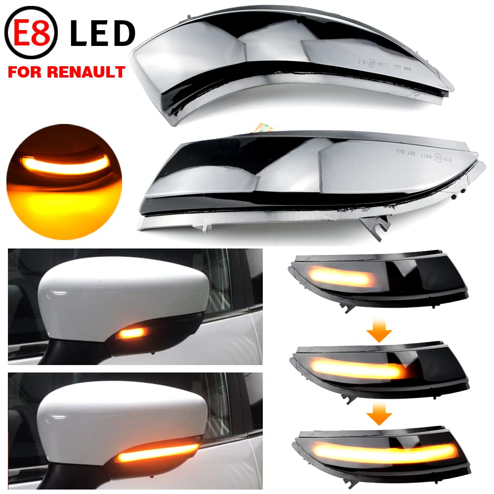 2 Frecce Dinamiche A LED Per Specchietti Renault Clio IV Captur (2013-2016) - Sequenziali, Ambra E Blu, Canbus