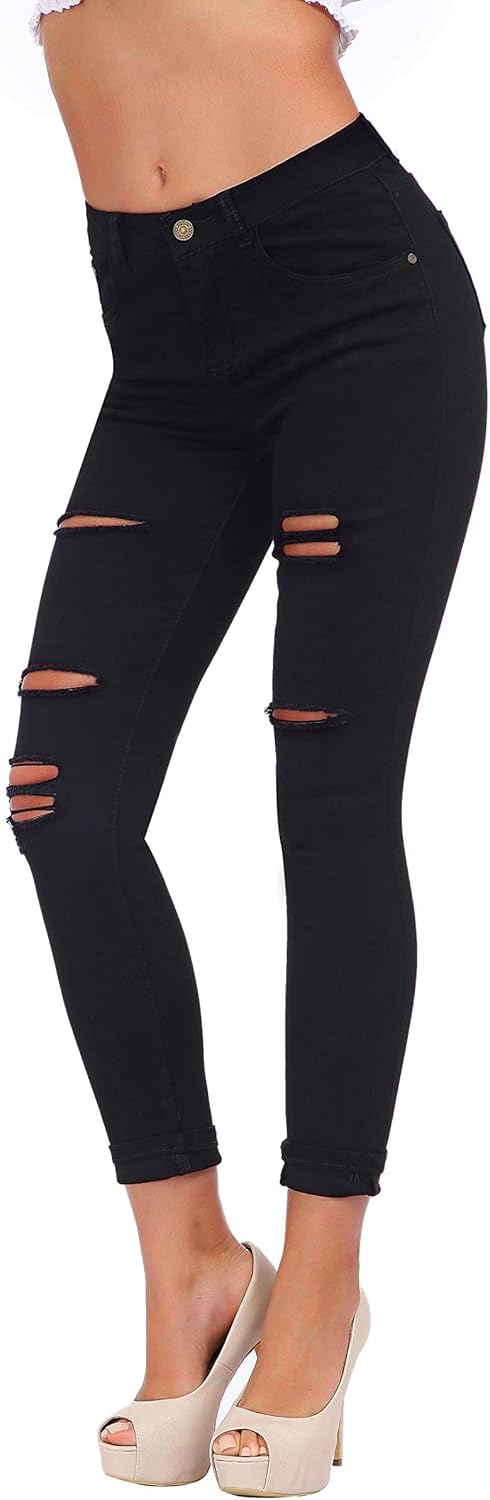 Women's High Waisted Jeans for Women Ripped Skinny Stretch Jeans Distressed Butt Lifting Denim Pants - Image 3