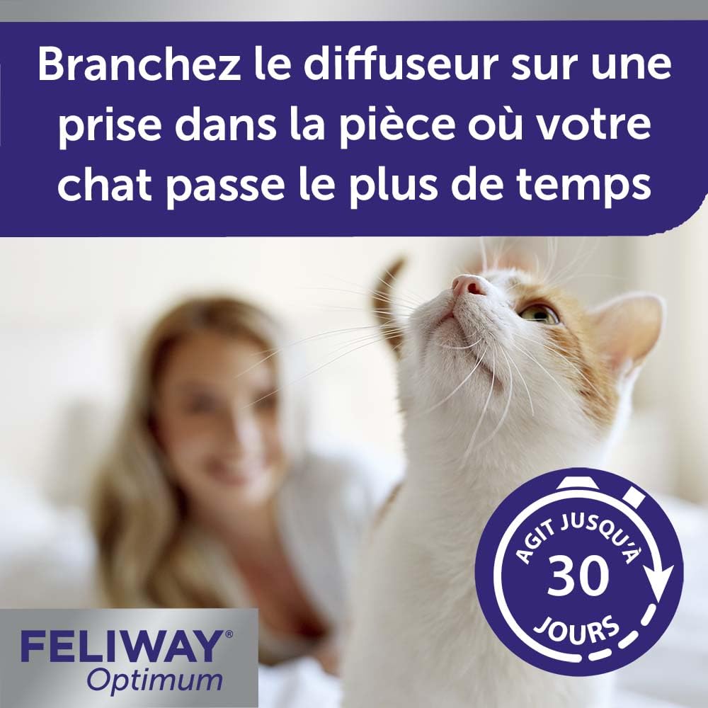 Ceva Feliway Optimum 30-Tage Nachfüllflakon | Doppelpack | 2 x 48 ml | Kann hilfreich Sein um Stress bei Katzen zu reduzieren | Für Jede Lenbensphase geeignet