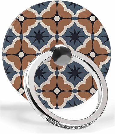 Abstract Phone Grip Morocco Printed Modern Brown Phone Ring Holder Finger Grip Kickstand 360 Rotation Compatible with Most Cell Phones, Tablets and Cases, 1Pcs Round