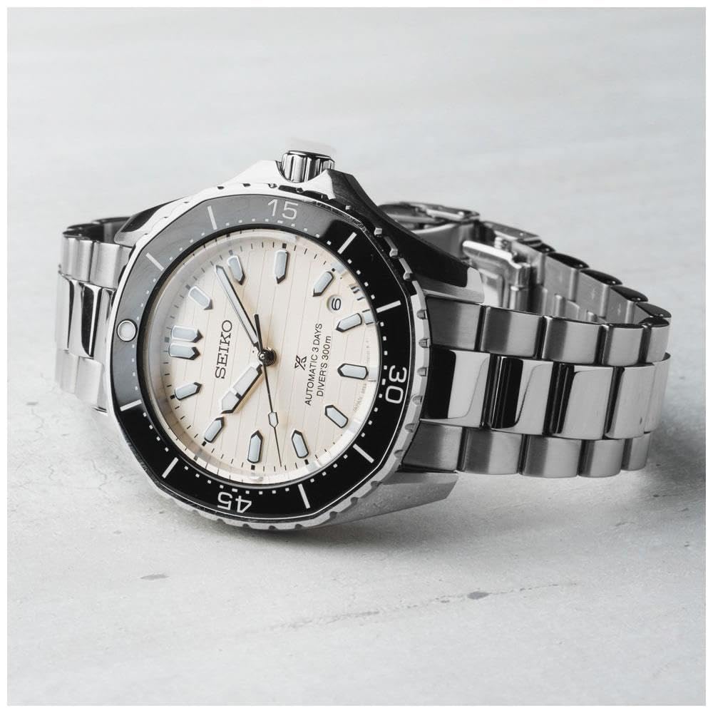 Seiko Prospex Montre de plongée automatique 300 m, cadran beige, boîtier octogonal
