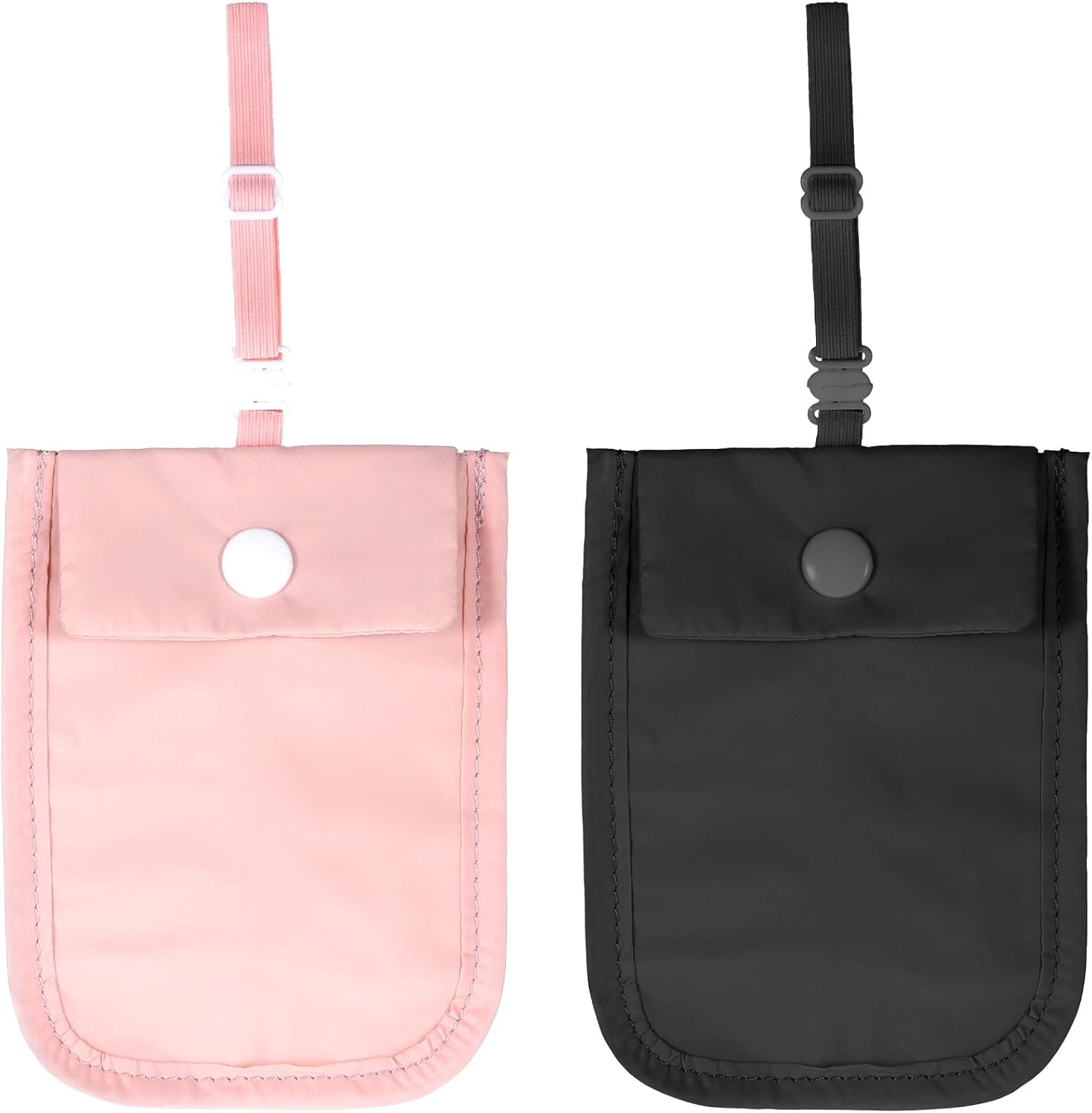 2 PCS Bra Wallet for Women, Hidden Undercover Bra Pouch for Women, Pocket Bra to Keep Valuables Safe, Under Clothes Money Belt Pouch Secret for Passport Money Valuables (Black, Pink)