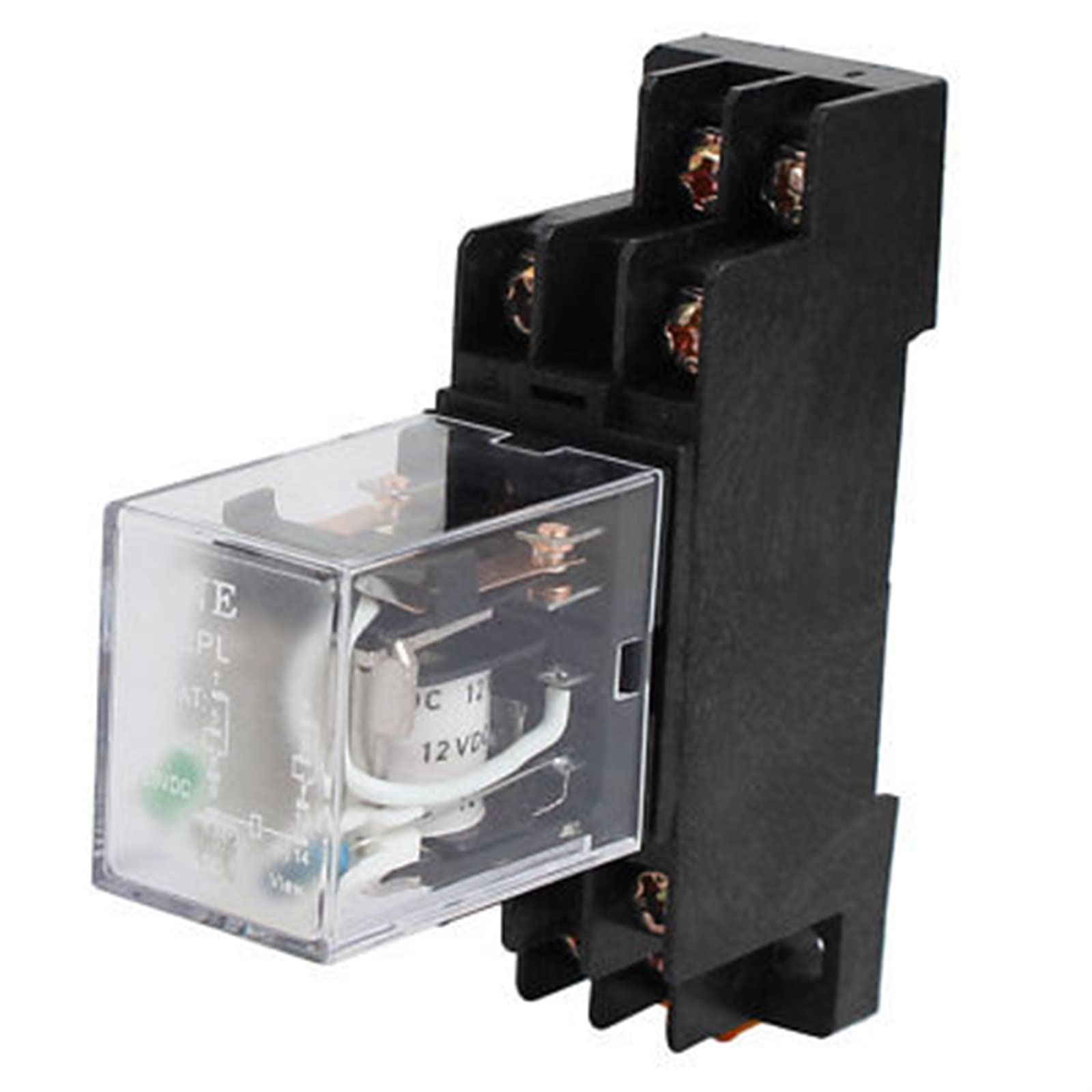 VDOQTLJT 2Pcs DC12V Coil Voltage DPDT Electromagnetic Power Relay w 35mm Din Rail Socket