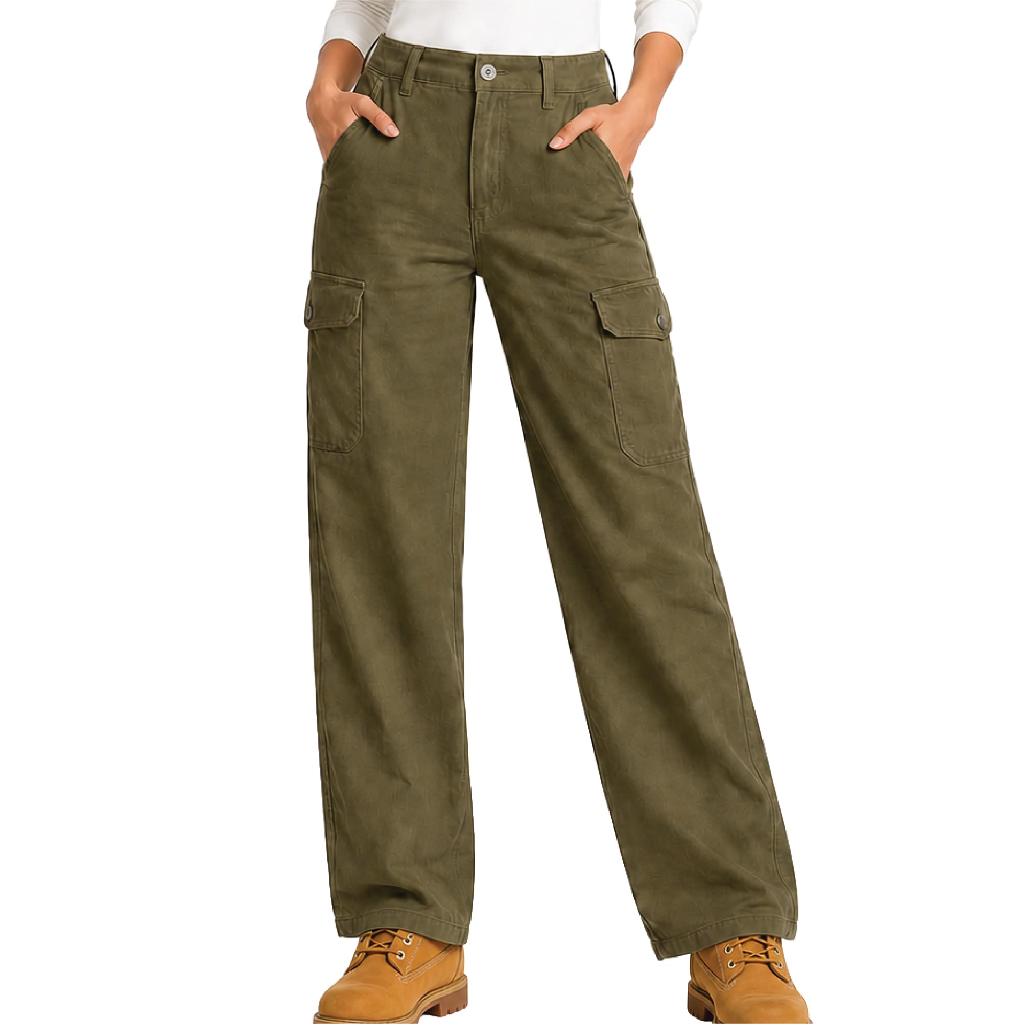 Womens Relaxed Fit Duck Canvas Cargo Pant- Runs Large
