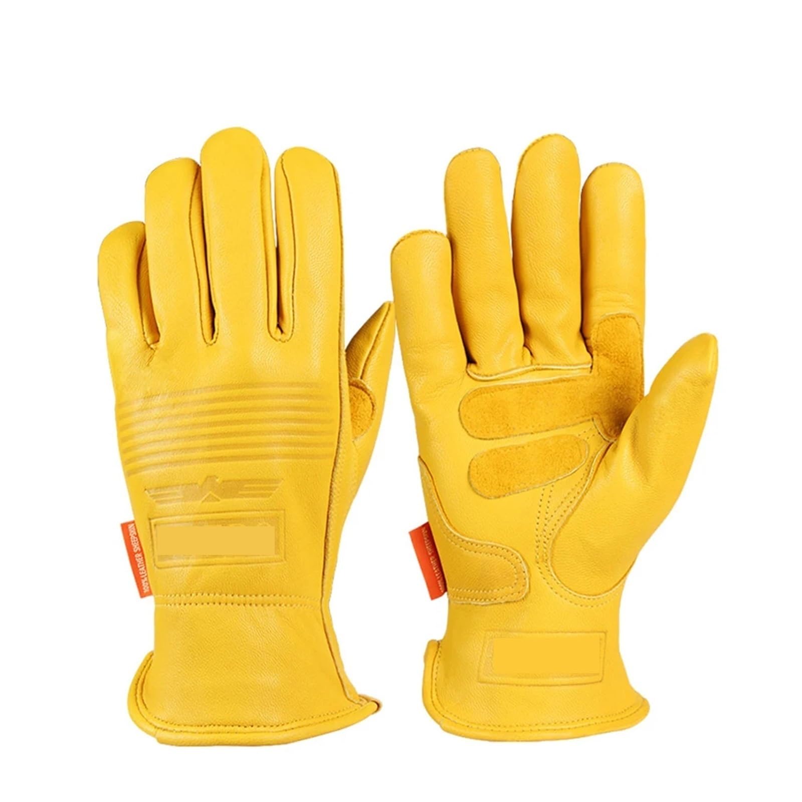 Exkurpoo Men's Yellow Ski Glove Retro Leather Work Gloves Wo Utility Working Gloves Dexterity For Riding(,Xl)