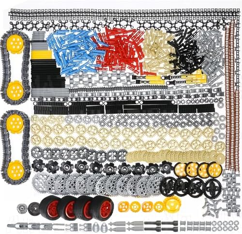 AIMATRIX 899Pcs Technic Gears and axles, Compatible with Mainstream Building Block Brand Technic Sets, car Tracks - Tires with Gears - pins - Shock absorbers - differentials.