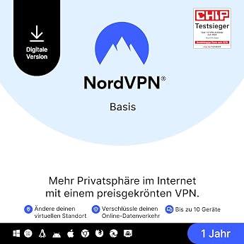 NordVPN base, 10 devices, 1 year, premium VPN software, digital code