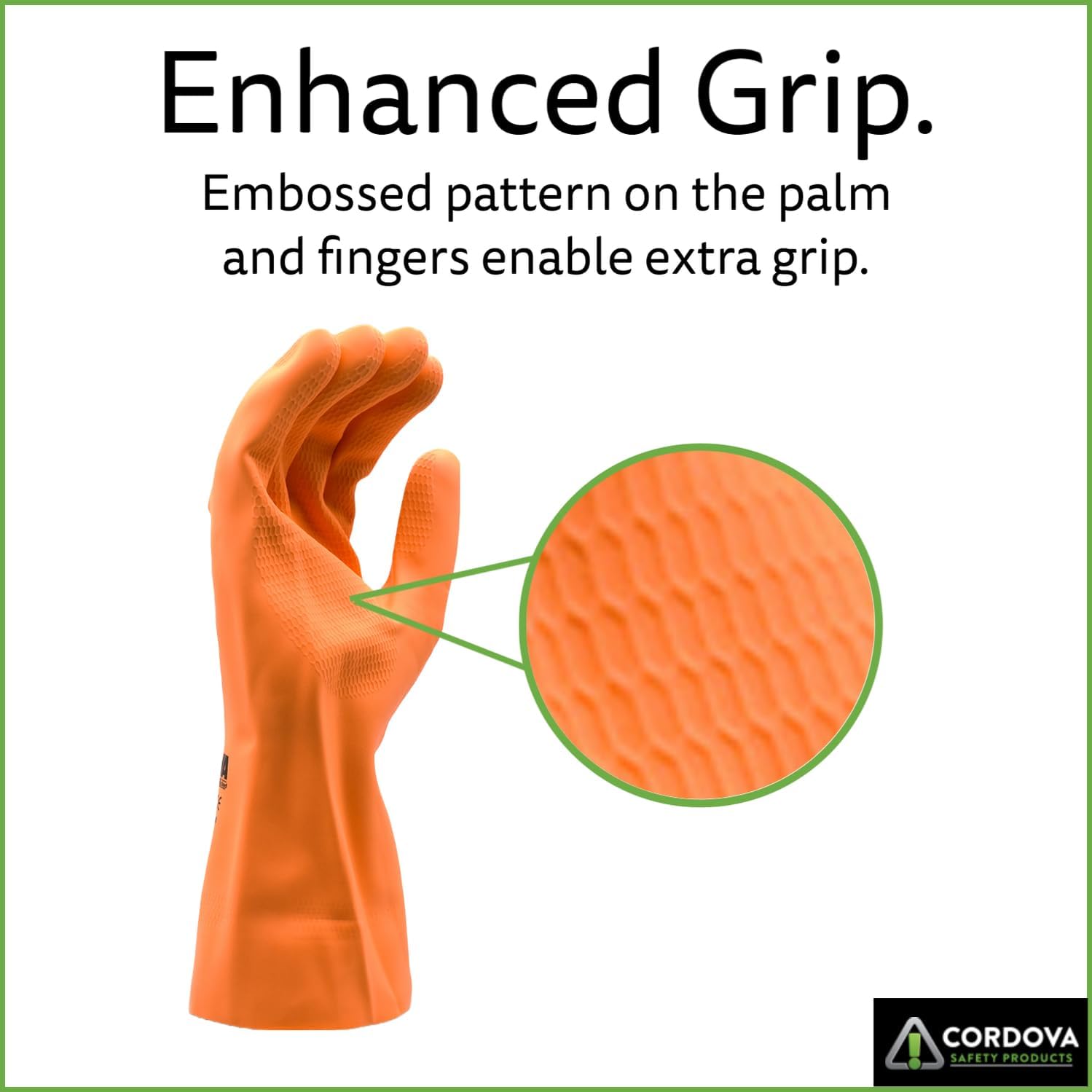 Cordova Orange Neoprene/Latex Blend Gloves, Flock-Lined, Straight Cuff, 28-MIL, 12-Pack