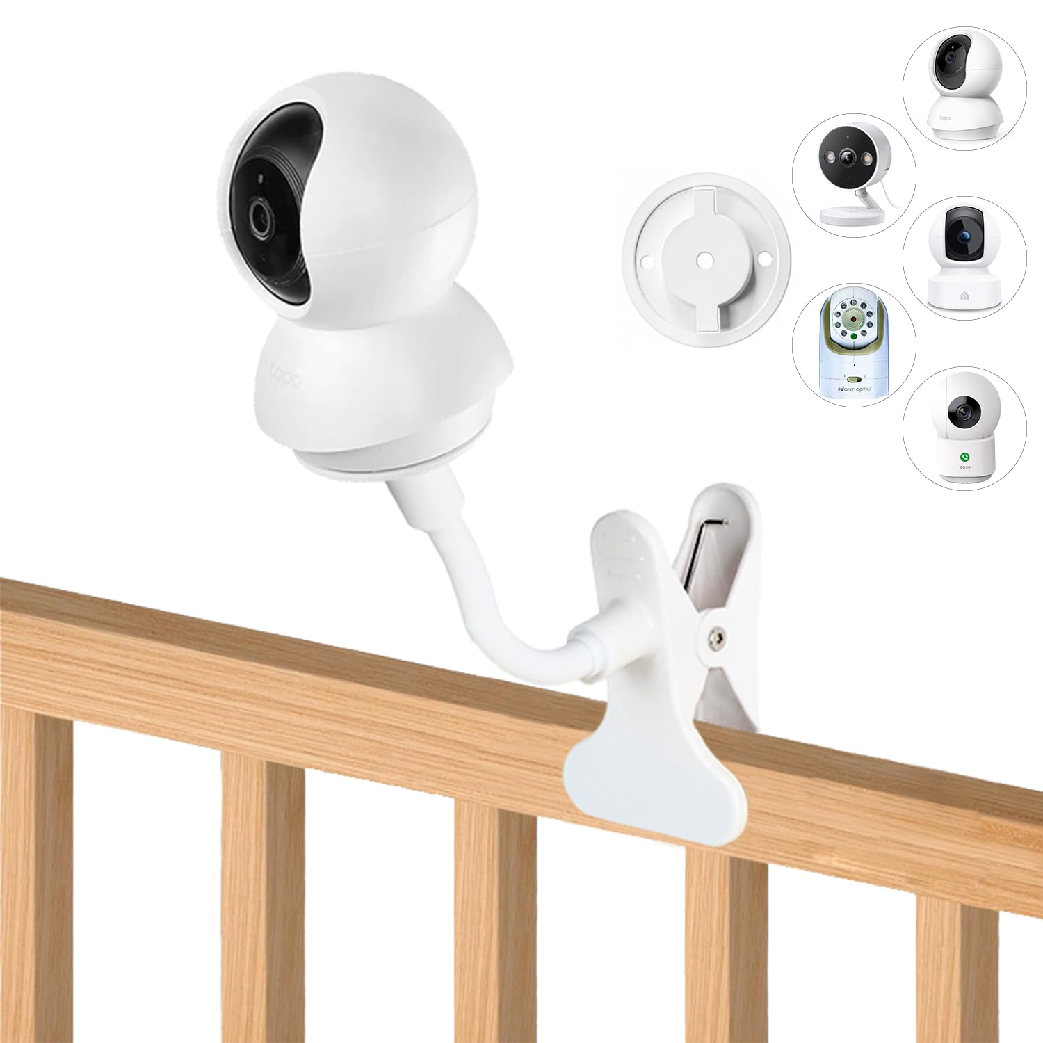 WOOGCSGO Babyphone Kamera Clip Halterung für TP-Link Tapo C200/C210/C220/C201/C202/C211/C212/C222/C230 WLAN IP Kame (Weiß)