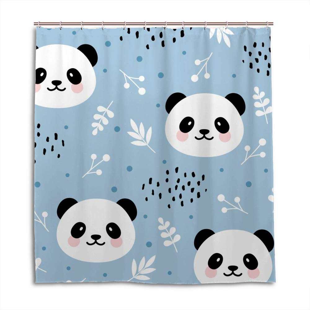 Rideau de douche imperméable panda anti-moisissure en tissu lavable