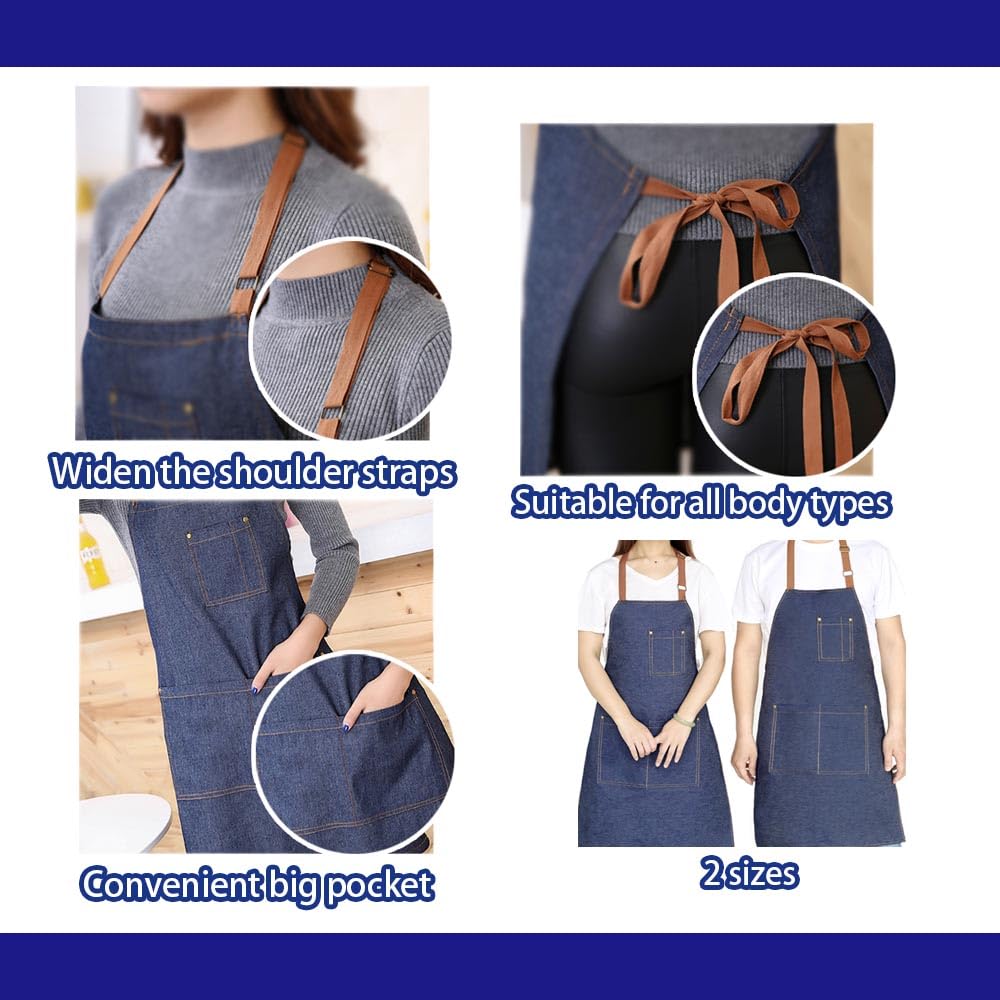 Delantales de cocina, delantal de cocina ajustable con 2 bolsillos, delantal de cocina para chef, barbacoa, restaurante