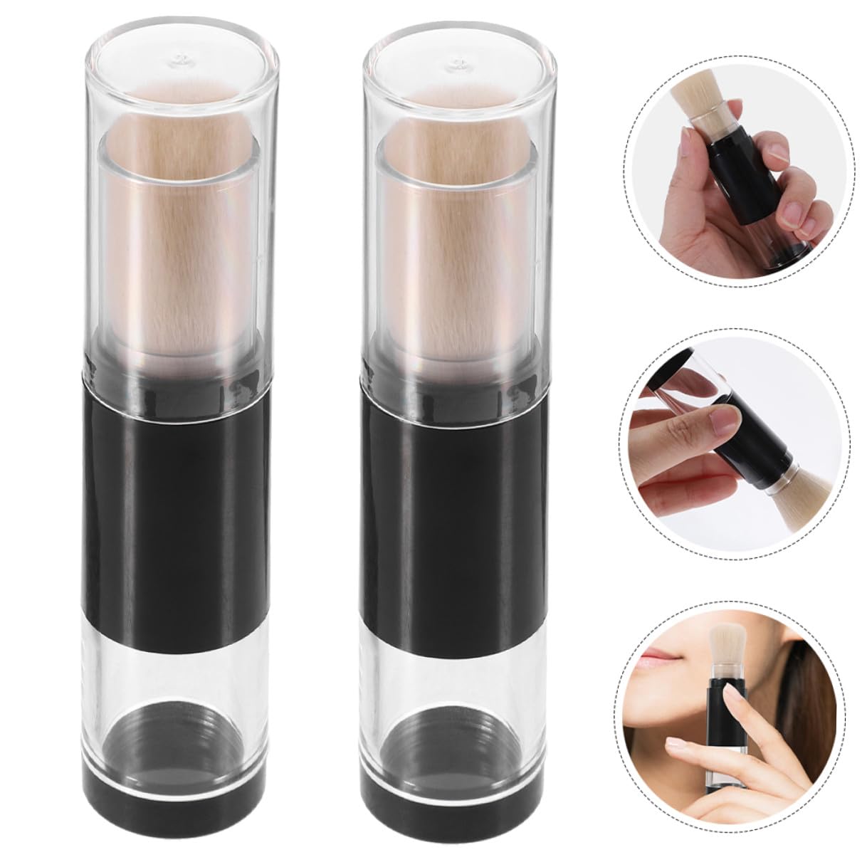 Toyvian Pennello Applicatore per Fondotinta in Polvere e Cipria Set da 2 Pennelli Cosmetici da Viaggio con Flacone Ricaricabile Testina Pulibile per Trucco Viso e Fard Controllo
