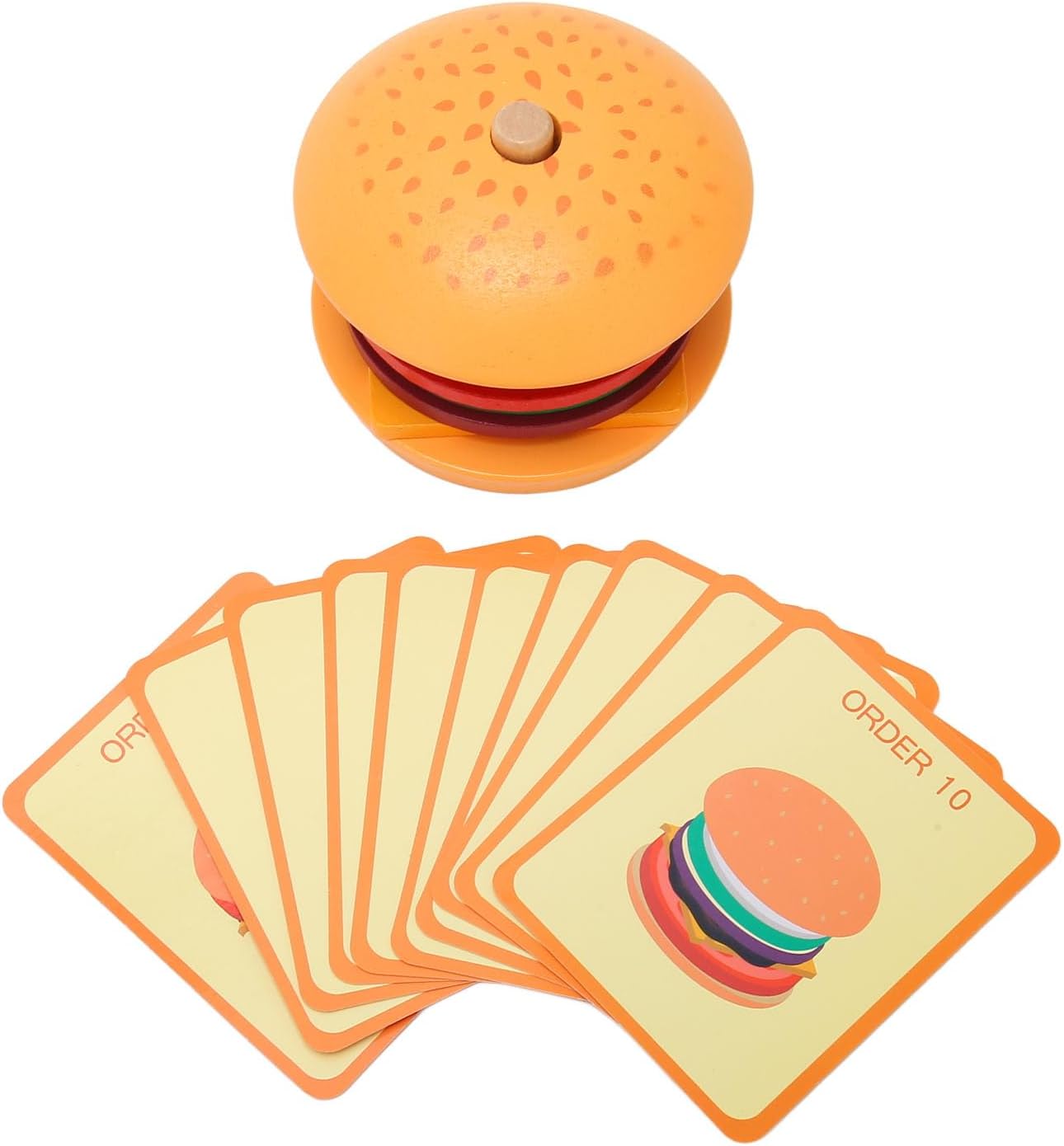 Mini Hamburger Stacking Toys, Wooden Fast Food Set, Bright Colors Toys with Smooth Edges, Ideal for Kids Over 3 Years Motor Skills Development