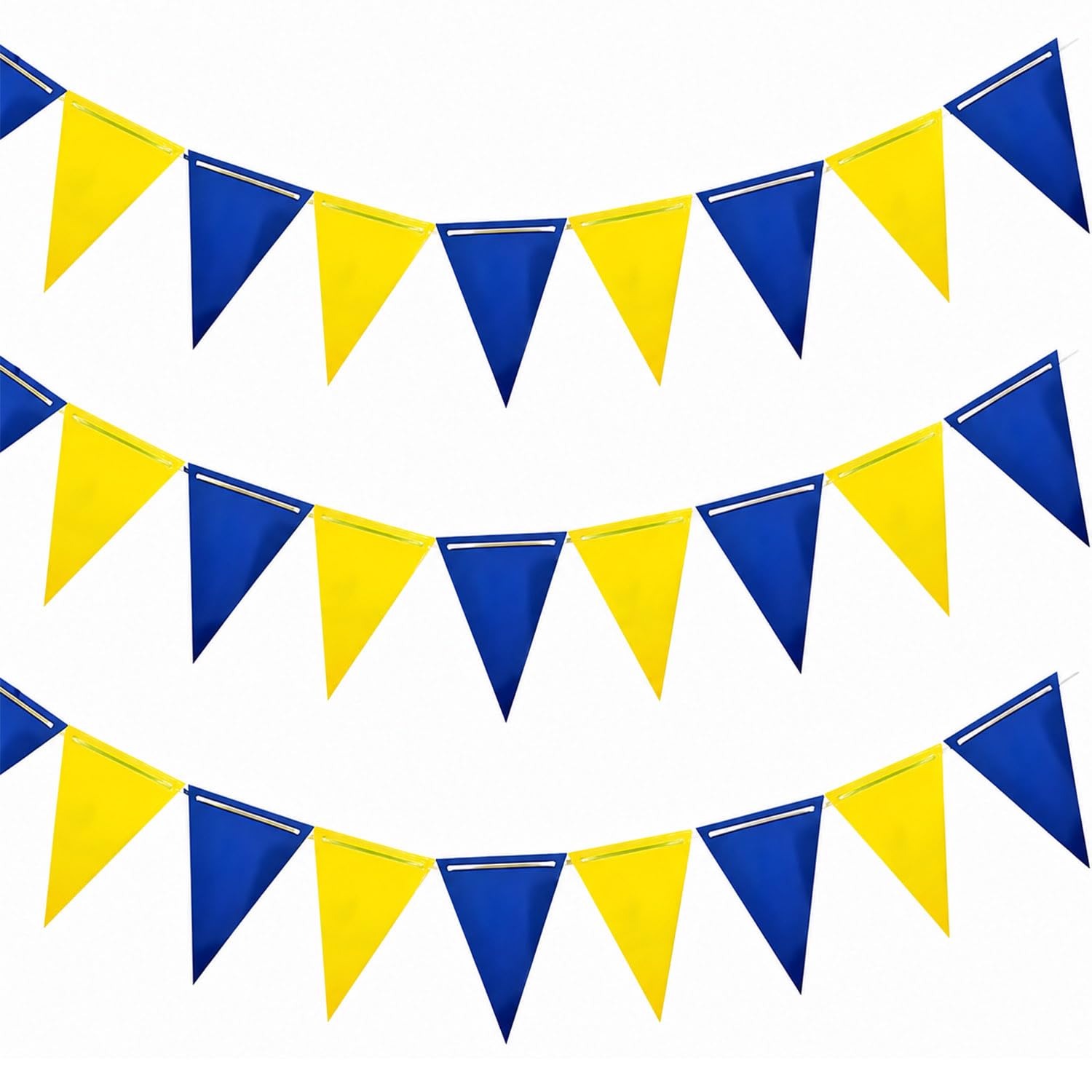 Royal Blue & Yellow Pennant Banner Garland, 36-Piece Triangle Bunting