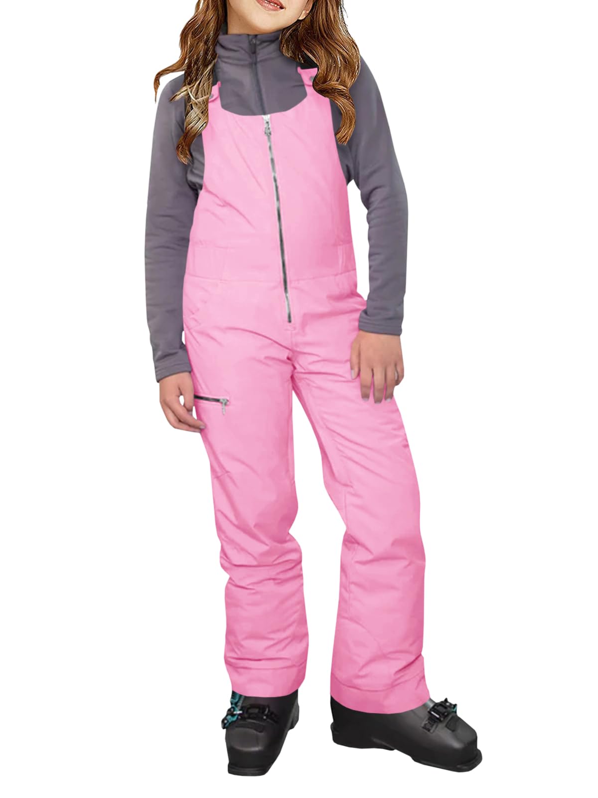 Haloumoning Kids Snow Bibs Waterproof Insulated Ski Pants Overalls Snowsuit