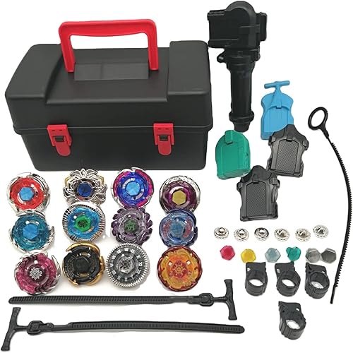 Battling Top Game Metal Fusion 4D Series Battle Set 12 Spinning Tops 4 Launchers Gyro Game con caja de almacenamiento, regalo para niños mayores de