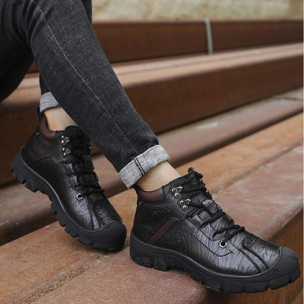 Mens Boots Montañismo,Otoño Invierno Ocio botines bajos ciudad al aire libre fuera de la carretera de la nieve Botas,Black- 42/UK 8/US 8.5