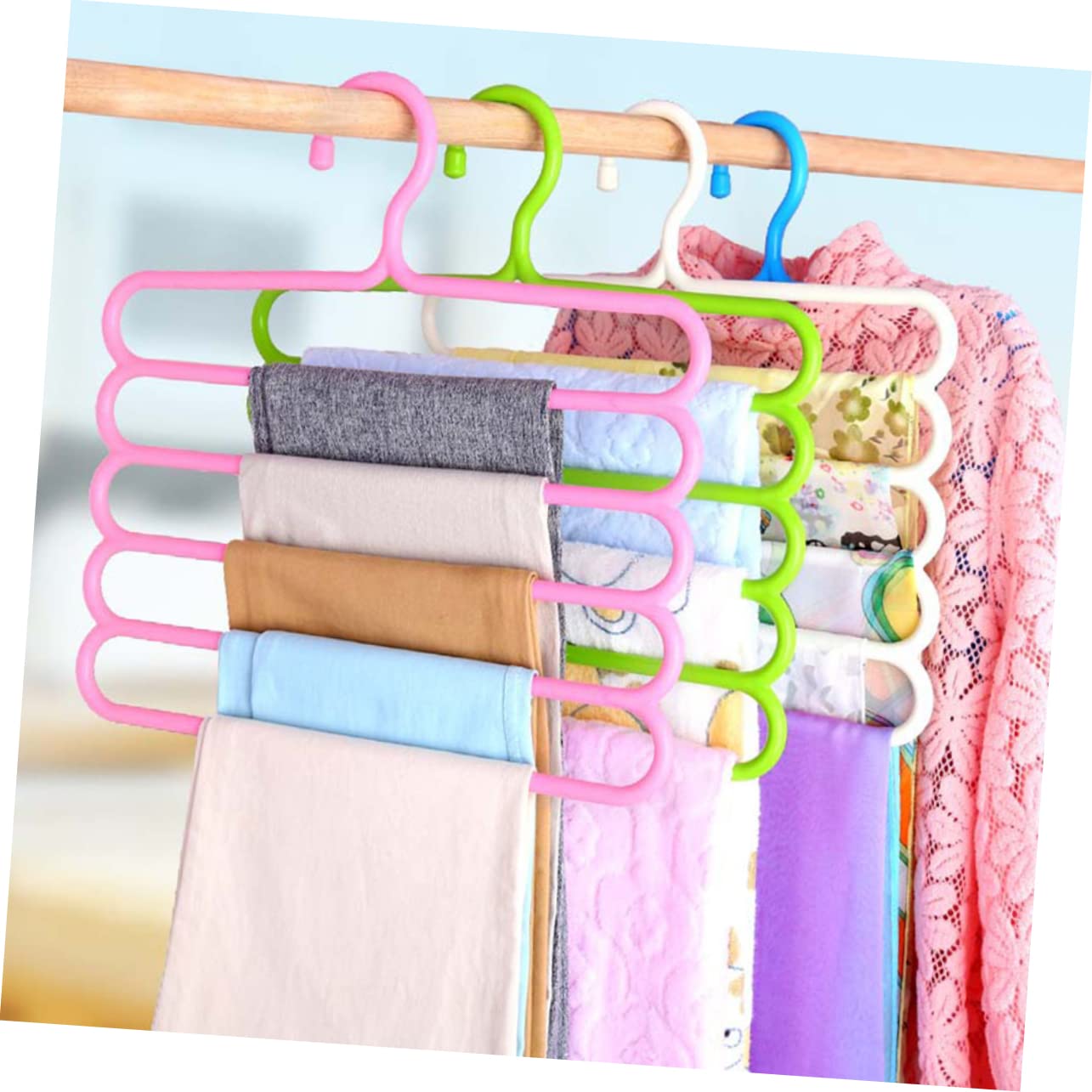 TIDTALEO Non Slip Pants Hanger for Trousers and Skirts Heavy Duty Clothes Hanger Pink for Organizing Your Wardrobe Efficiently