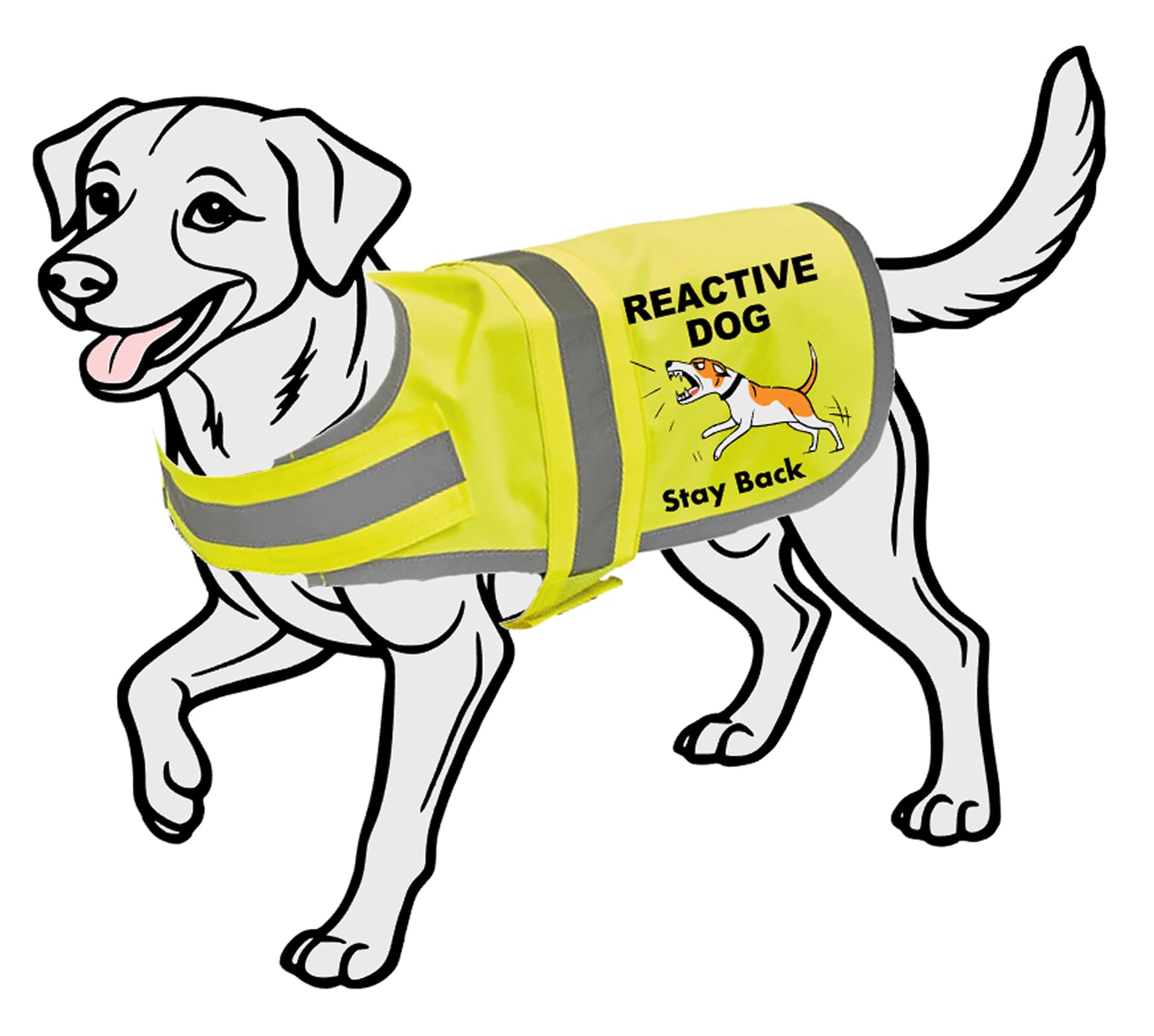Reactive Dog reflective Vest, Hi Vis Jacket, K9 hi-viz, Keep you Safe on the Roads, Safety dog clothing. (yellow, M)