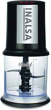 INALSA Electric Chopper Bullet-400 Watts with 100% Pure Copper Motor| Chop, Mince, Puree, Dice | Twin Blade Technology| 900 m