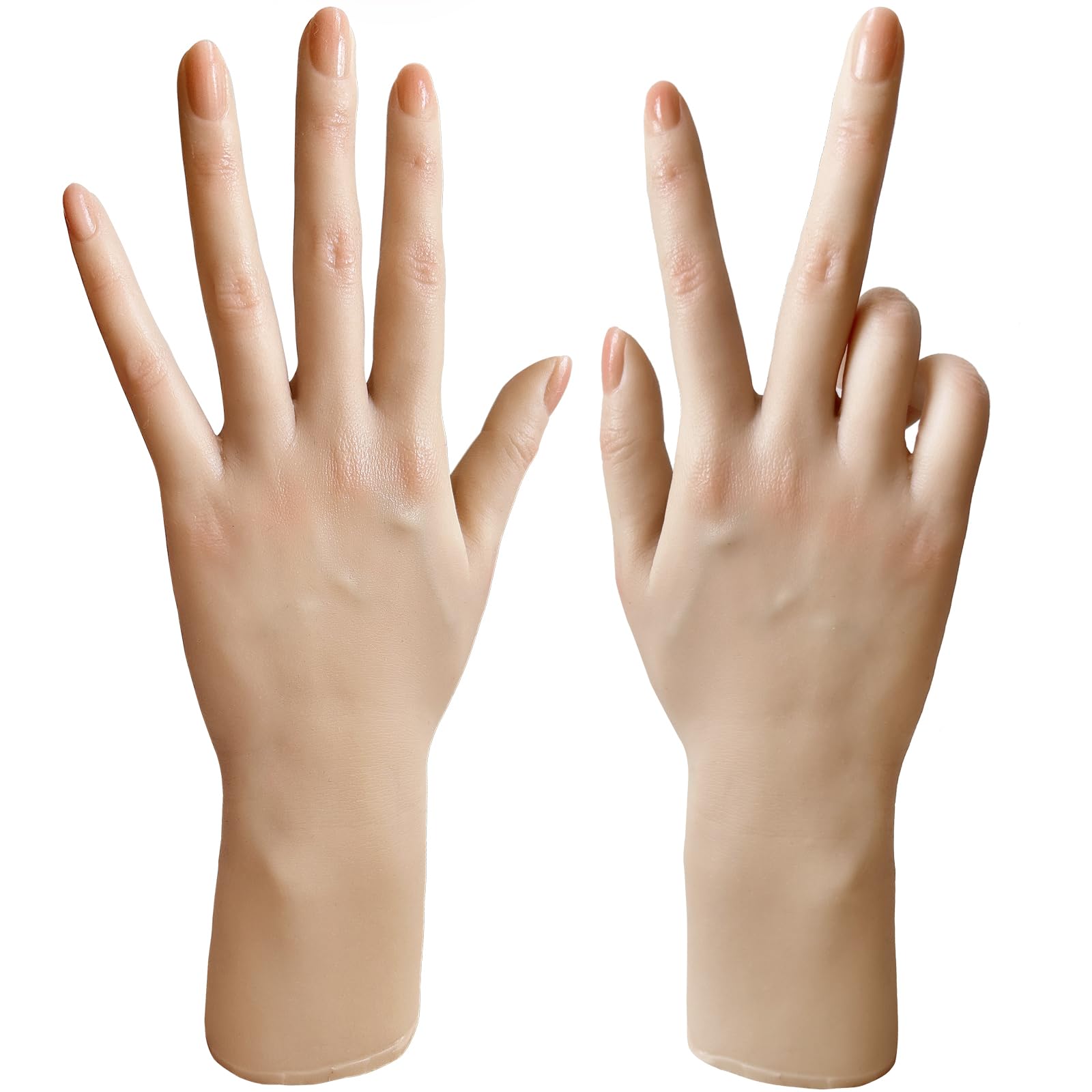 Mannequin de vitrine réaliste en silicone pour femme - Modèle de mains féminines réalistes pour ongles en acrylique - Bijoux d'Halloween - Accessoires de photographie (main droite)