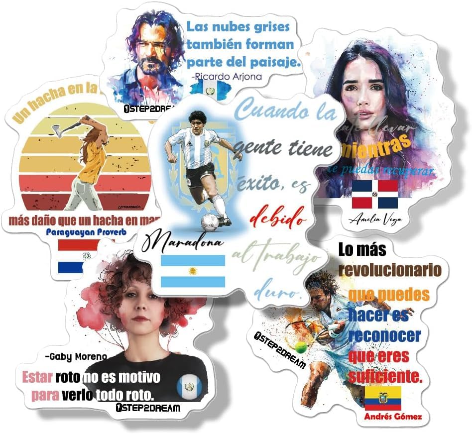 Image of Spanish Inspirational Stickers | Hispanic Heritage Month Stickers | 21 Latin Country Quotes for Teachers Students | Classroom Rewards & Cultural Decor