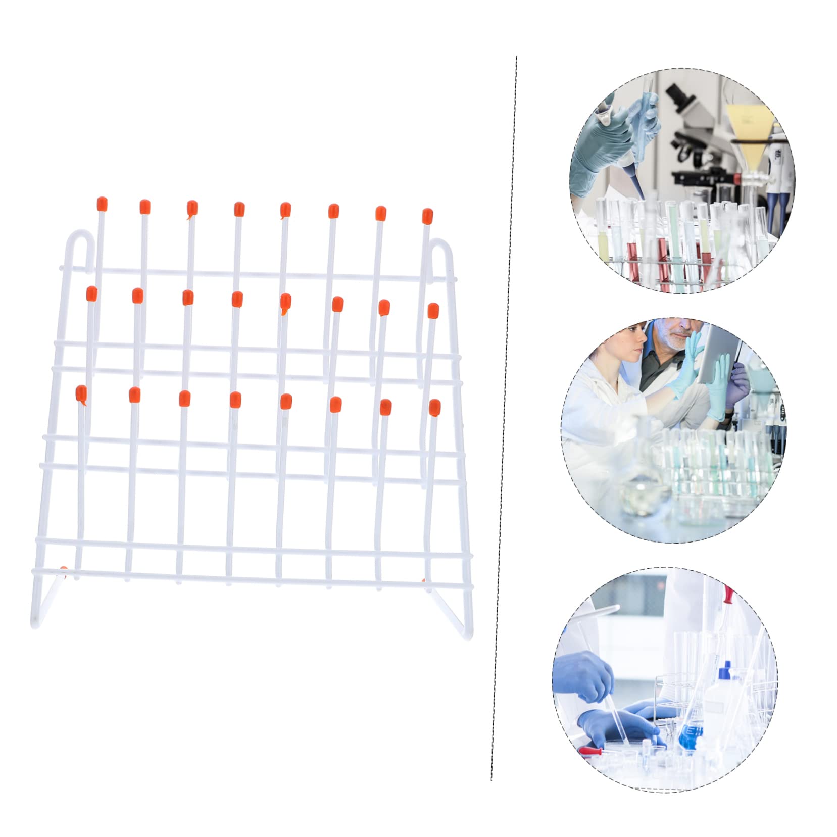 Healvian Supporto per Asciugatura del Becher in Metallo Bianco, Rack Laboratorio Pratico per Contenitori e Provette, Design Semplice e Resistente