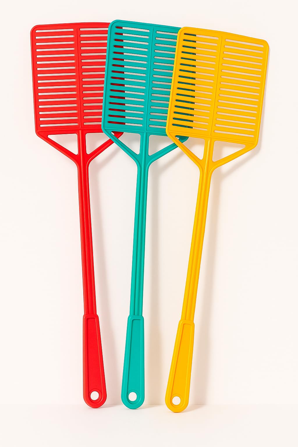 SEPARATE WAY Manual Plastic Square Fly Swatter Long Handle, Flexible with Hanging Hole Insect Killer Swatter Cockroach, Bug, Fly Pest Control Indoor, Outdoor Pack of 3