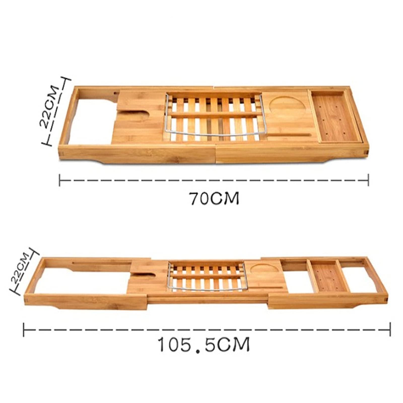 Bañera Bandeja Caddy Estante para bañera Estilo Europeo Telescópico Antideslizante Baño Soporte para teléfono móvil Estante para bañera (Color : Marrón Tamaño : 70-105x22x4cm) (Marrón 70)