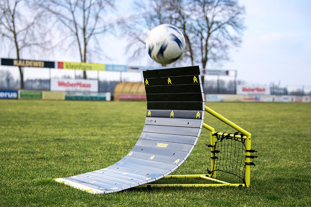 Rebondeur Football 3-en-1 Netsportique – Planche Incurvée PVC + Filet Arrière, Acier Inoxydable, Intérieur/extérieur